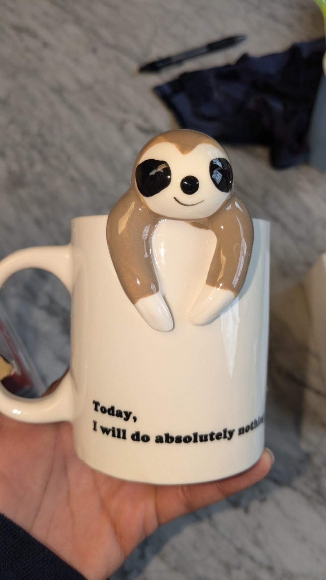 Decodyne Funny Sloth Coffee Mug - Cute Sloth Gifts For Coworkers Women & Men - White Elephant Gifts for Adults, Funny Office Present customer photo 1