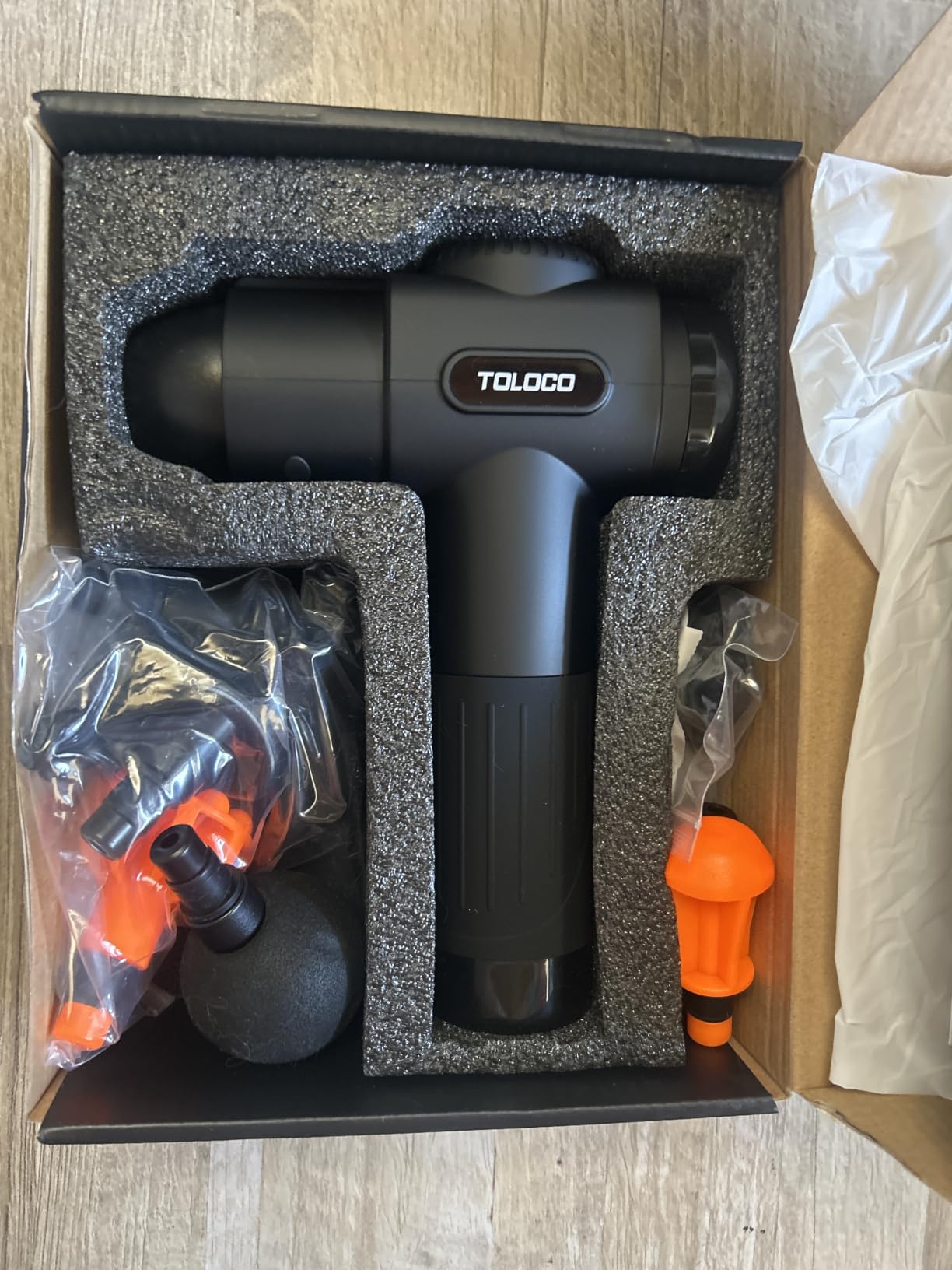 TOLOCO Massage Gun, Deep Tissue Back Massage for Athletes for Pain Relief, Percussion Massager with 10 Massages Heads & Silent Brushless Motor, Relaxation Gifts for Men Women, Black customer photo 2