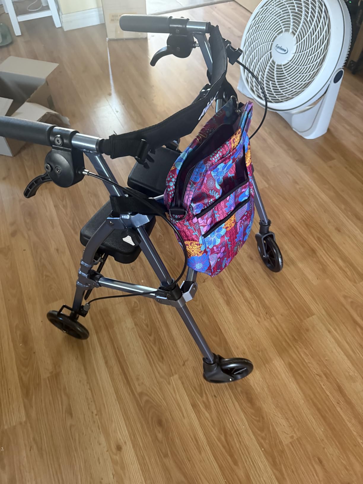 Stander Space Saver Rollator, Lightweight Folding Rolling Walker with Seat for Seniors & Adults, 4-Wheel Mobility Aid with 6-inch Wheels, Locking Brakes & Padded Seat with Backrest, Black Walnut customer photo 1