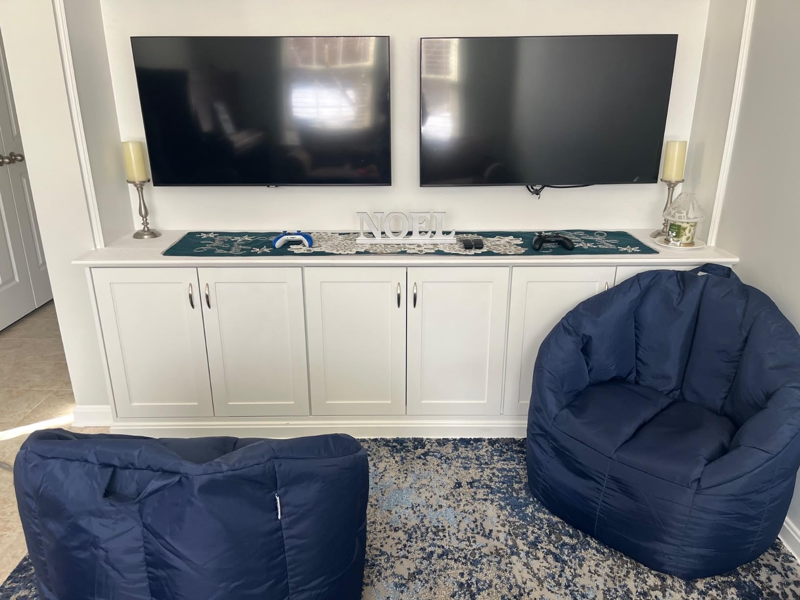 Big Joe Milano Bean Bag Chair for Kids, Teens, Adults, Durable Easy-Clean Navy Smartmax, Nylon Polyester Blend, Lightweight Seat for Reading Nook and Gaming, 2.5 Foot Refillable customer photo 1