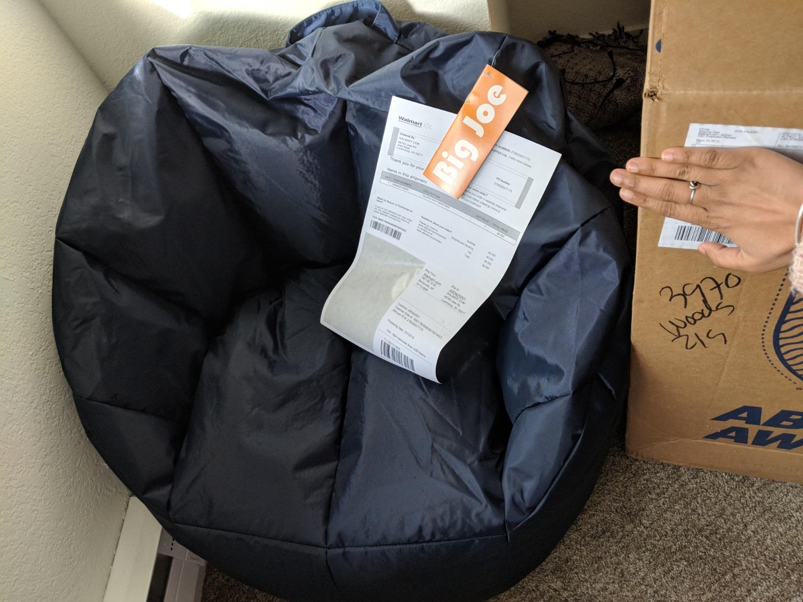Big Joe Milano Bean Bag Chair for Kids, Teens, Adults, Durable Easy-Clean Navy Smartmax, Nylon Polyester Blend, Lightweight Seat for Reading Nook and Gaming, 2.5 Foot Refillable customer photo 2