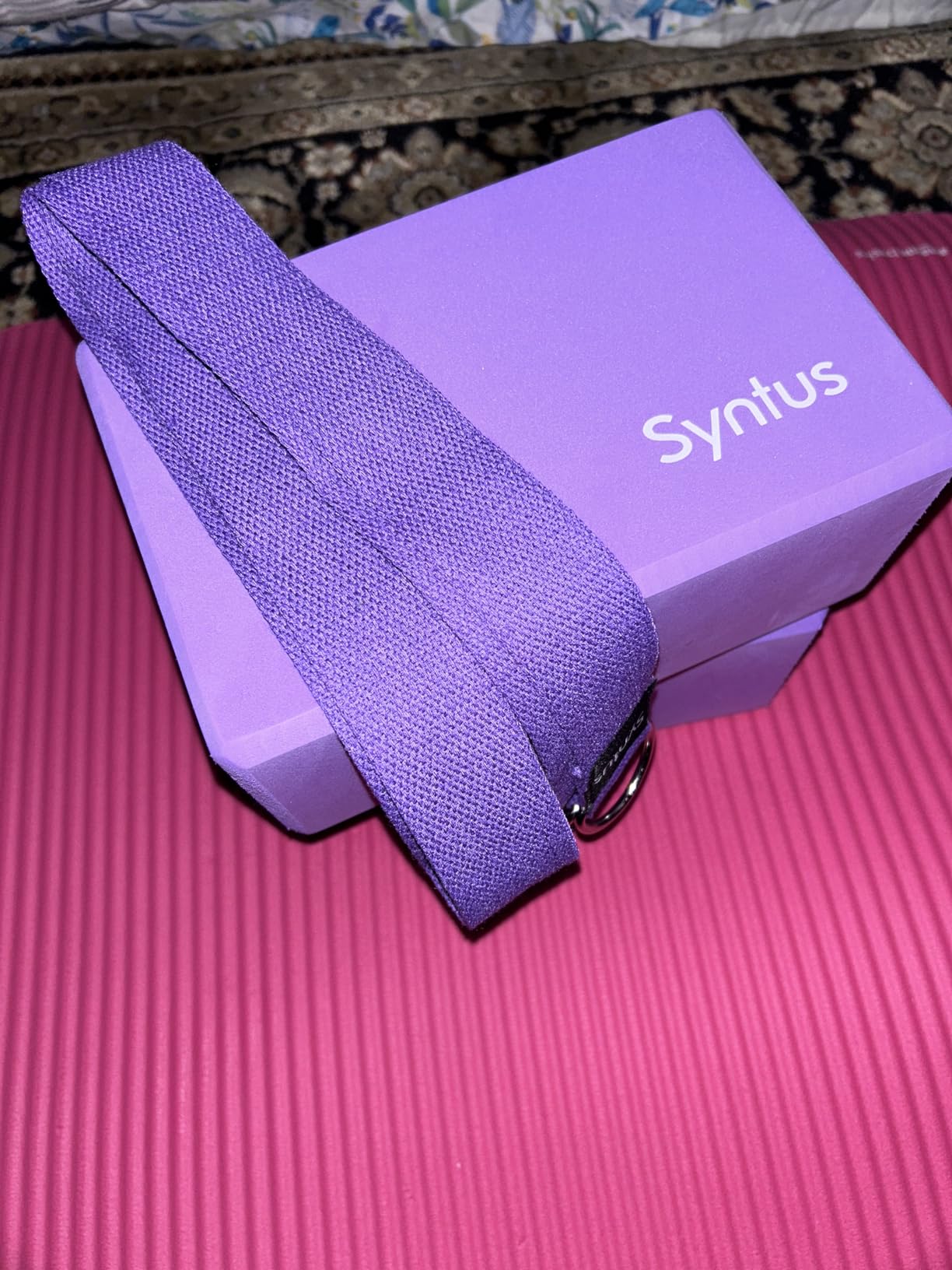Syntus Yoga Block and Yoga Strap Set, Soft Non-Slip Yoga Blocks 9×6×4 inches, 8FT Metal D-Ring Strap for Yoga, General Fitness, Pilates, Stretching and Toning customer photo 2