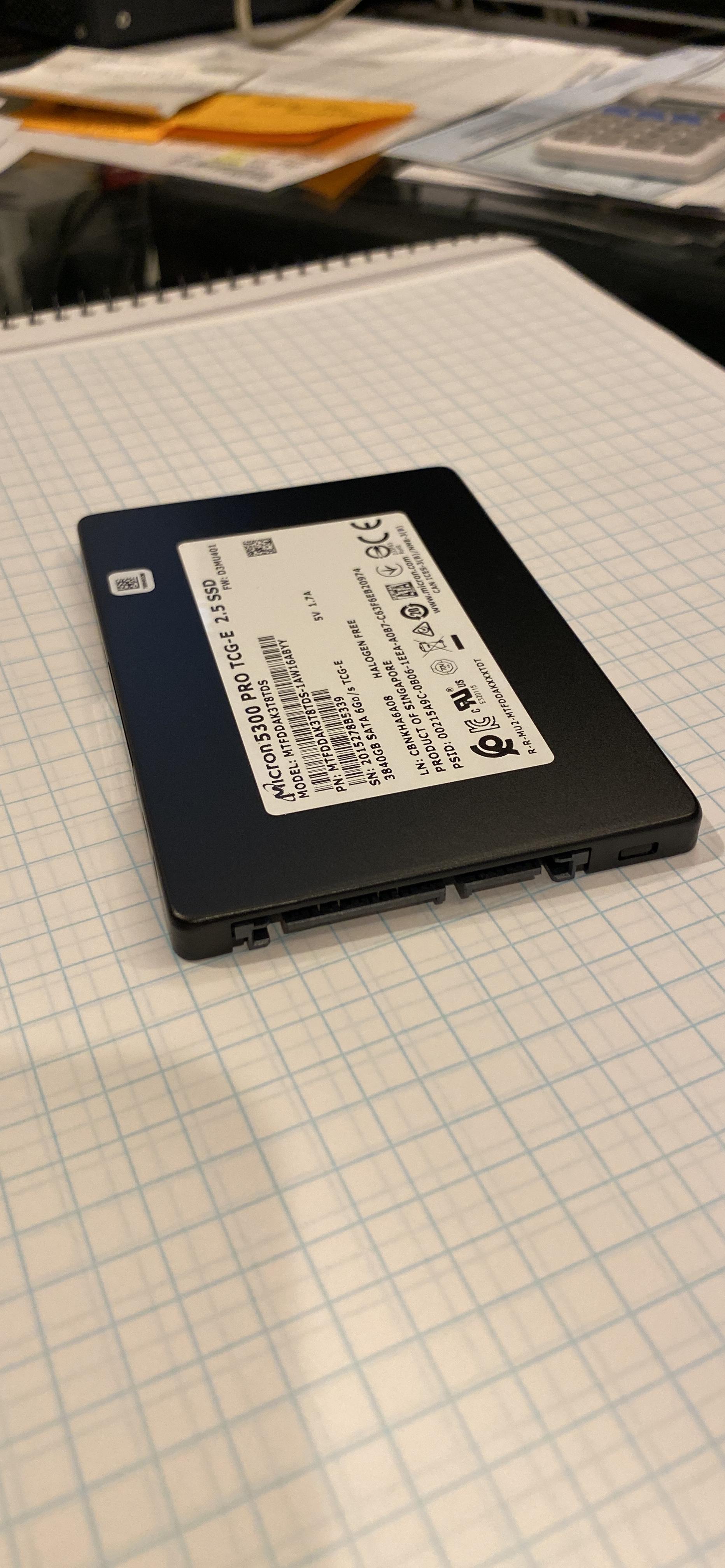 Micron 5300 PRO 3.84TB 7mm 2.5 inch Enterprise SATA 6Gb/s Solid State Drive Self-encrypting (SED) TCG eSSC - MTFDDAK3T8TDS customer photo 1