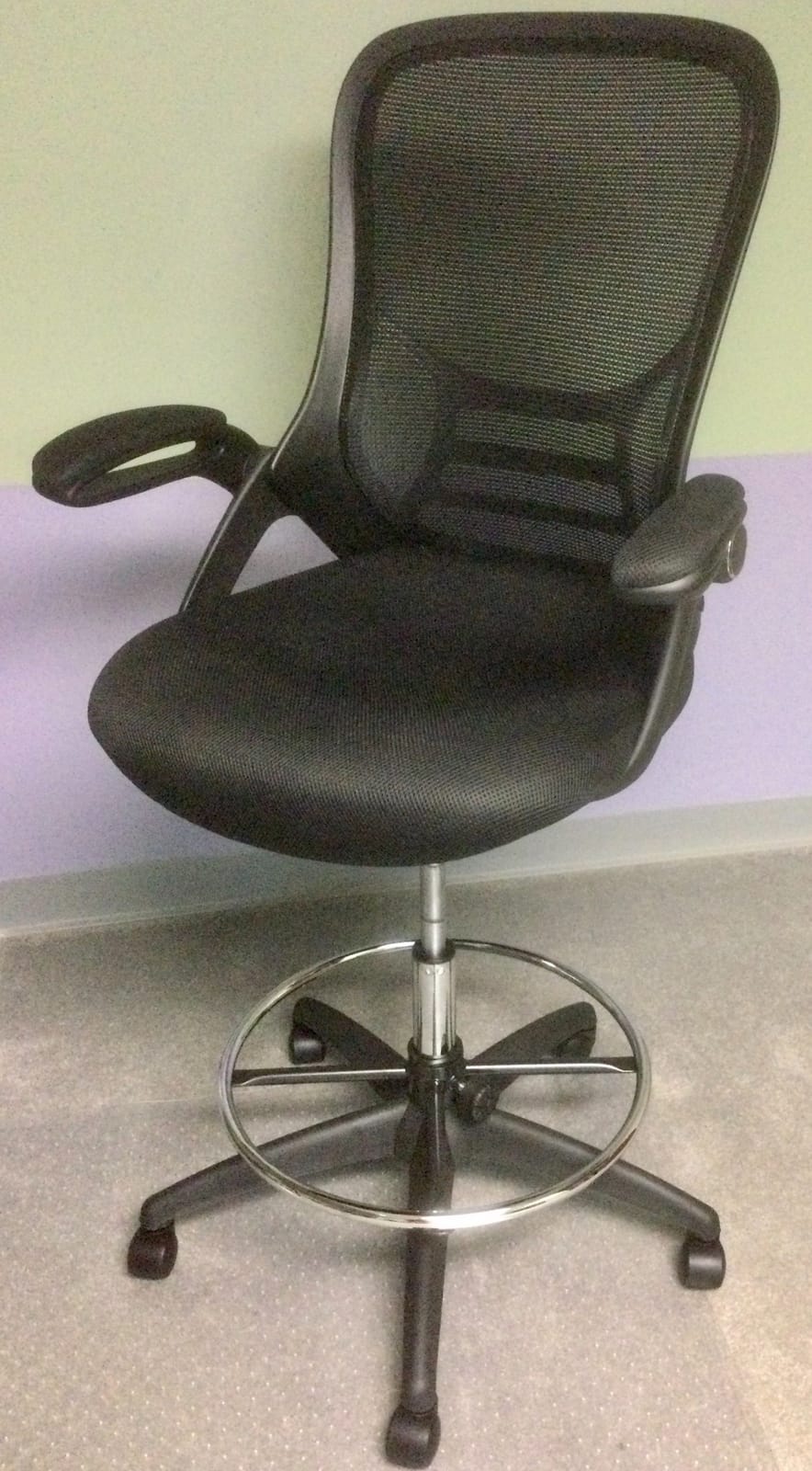 HYLONE Drafting Chair Tall Office Chair High-Back Mesh Standing Desk Stool with Adjustable Footrest Ring and Flip-Up Arms Black customer photo 1
