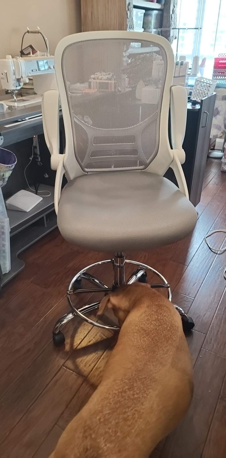 HYLONE Drafting Chair Tall Office Chair High-Back Mesh Standing Desk Stool with Adjustable Footrest Ring and Flip-Up Arms Black customer photo 2