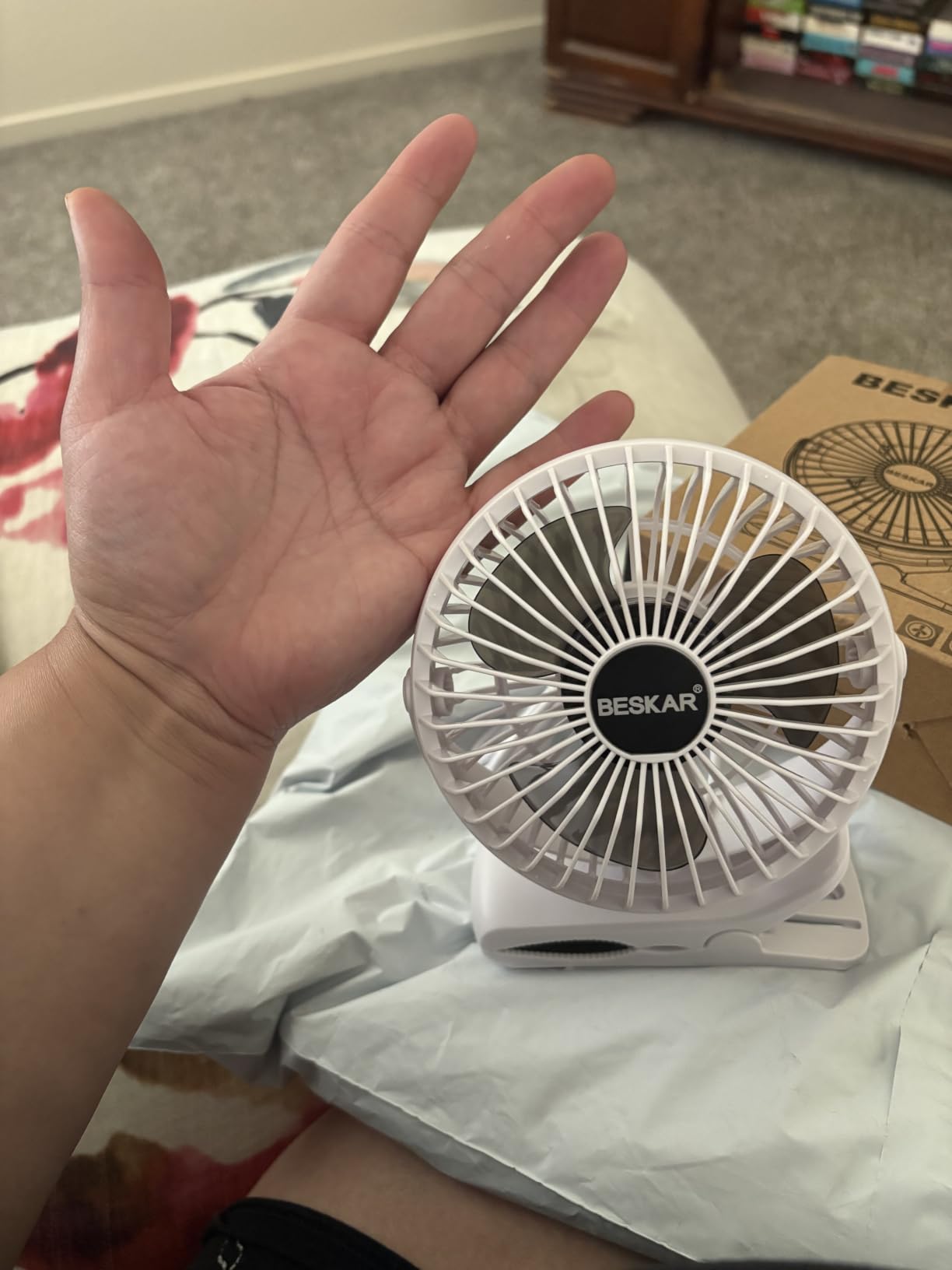 BESKAR USB Clip on Fan, Portable Small Desk Fan with Cord Powered | 3 Speeds Strong Airflow, Sturdy Clamp, Ultra Quiet Personal Cooling Fan for Office Dorm Bedroom Stroller customer photo 2