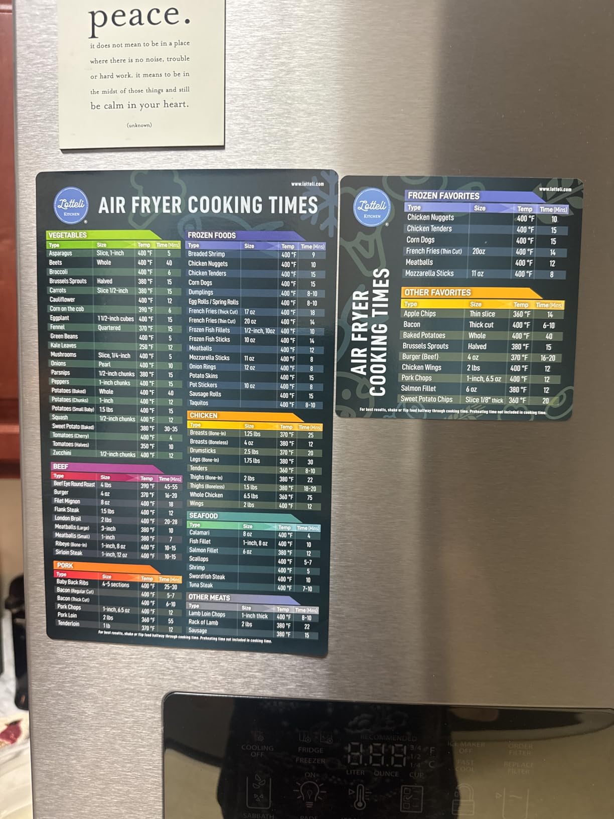 Lotteli Kitchen Air Fryer Magnetic Cheat Sheet, Air Fryer Cookbook, Black | Air Fryer Accessories - Cooking Times & Temperature Guide Magnet for 100+ Foods - Cook Perfectly, No Guessing customer photo 1