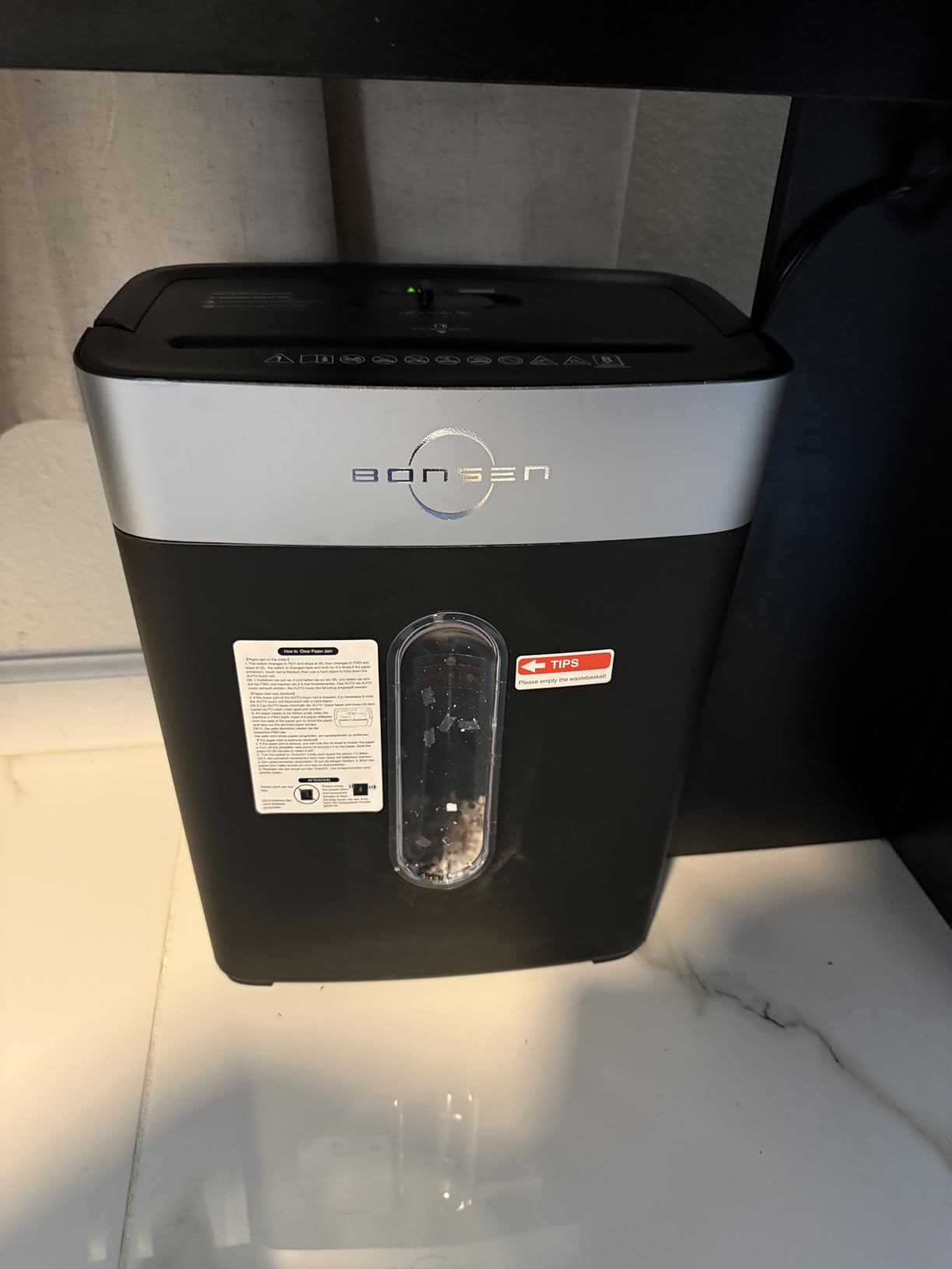 BONSEN Shredder for Home Office, 4 Gallons 8-Sheet Cross Cut Credit Card Shredder, Small Paper Shredder for Home Use, High Security Level P-4, ETL Certification (S3101) customer photo 1