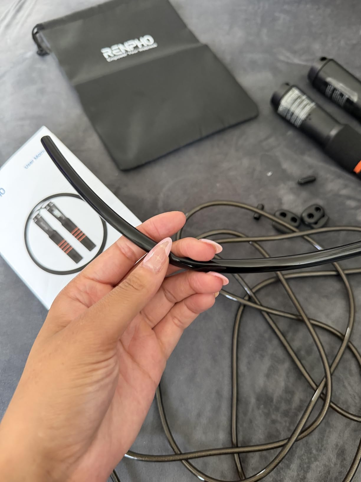 RENPHO Smart Jump Rope with Counter, App Data Tracking, LCD Display | App Data Storage & Analysis, Tangle-Free Design, Adjustable Workout Rope, Fitness Training for Crossfit, Gym & MMA customer photo 1