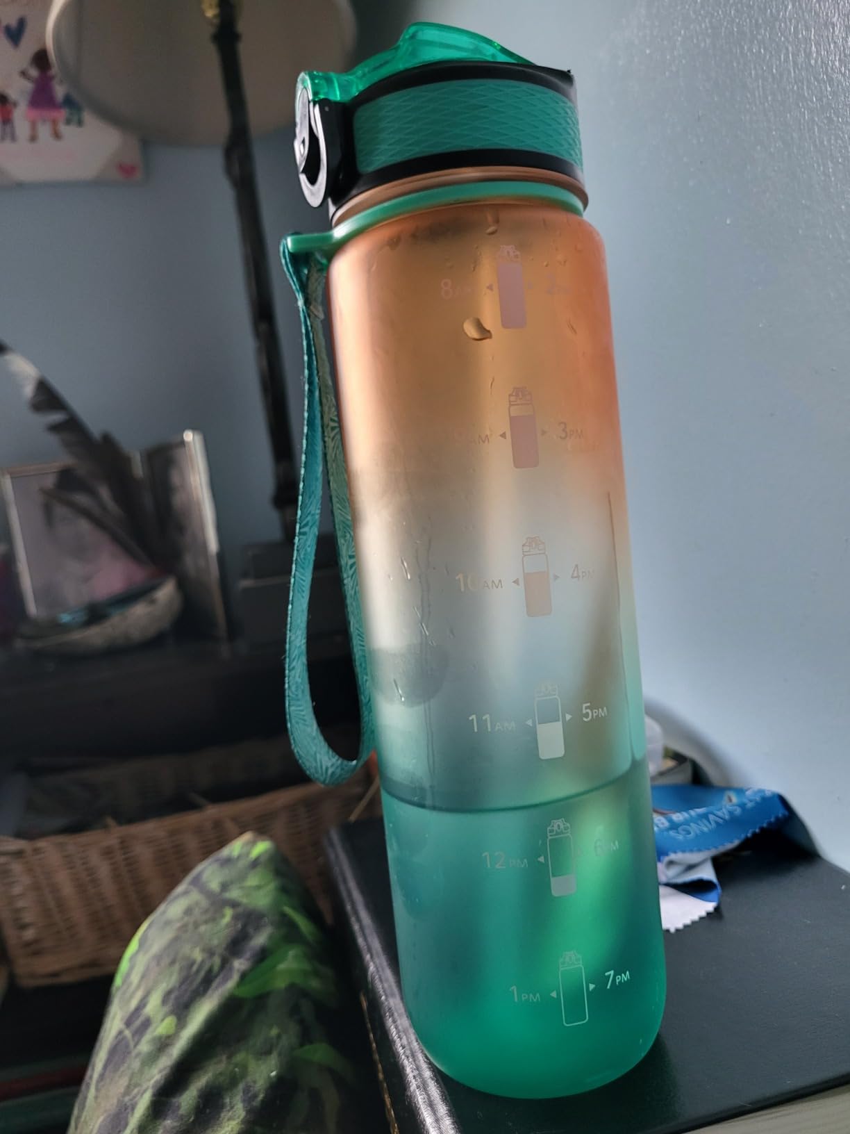 EYQ 32oz Water Bottle with Straw, Time Marker, Blue Purple | Blue Purple Tritan, BPA Free, Time Marker, Leakproof Lock Lid, Wide Mouth, for Gym, School, Office and Travel customer photo 1