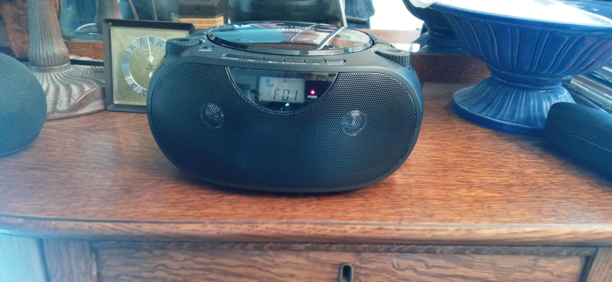 Nextron Portable CD Player Boombox with Bluetooth, AM/FM Radio & USB | CD-R/RW, MP3-CD & USB Playback, Stereo Sound, Bass Boost, AUX Input, Headphone Jack, LCD Display, AC/Battery Powered - Black customer photo 2