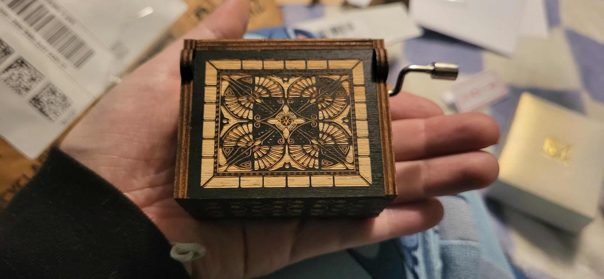 Can't Help Falling in Love Wood Music Box, Antique Engraved Music Boxes | Wooden Music Box Gifts for Lover, Boyfriend, Girlfriend, Husband,Wife (Black) customer photo 2