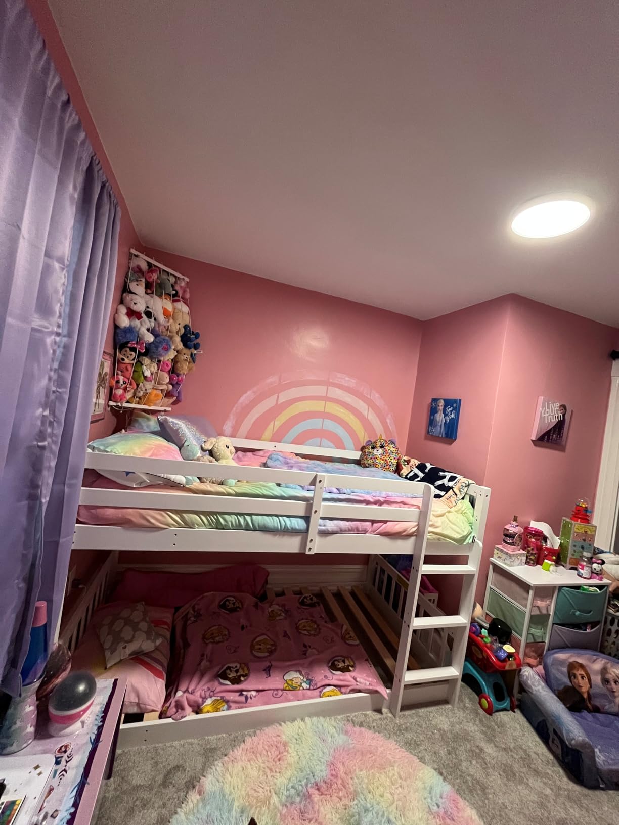 JOYMOR Solid Wood Low Twin Over Twin Bunk Bed for Kids/Junior, Bunk Bed Frame with Guardrails & Ladder for Boys Girls, No Box Spring Needed (White) customer photo 2
