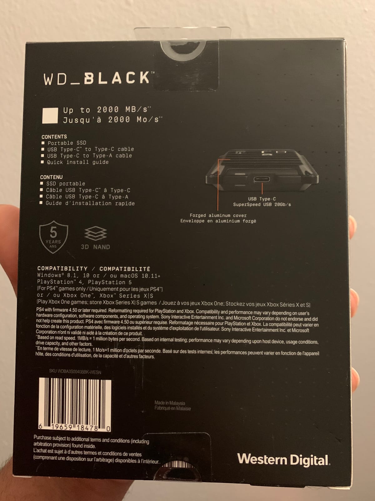 Western Digital 4TB P50 Game Drive SSD - Portable External Solid State Drive SSD, Compatible with Playstation, Xbox, PC, & Mac, Up to 2,000 MB/s - WDBA3S0040BBK-WESN customer photo 2