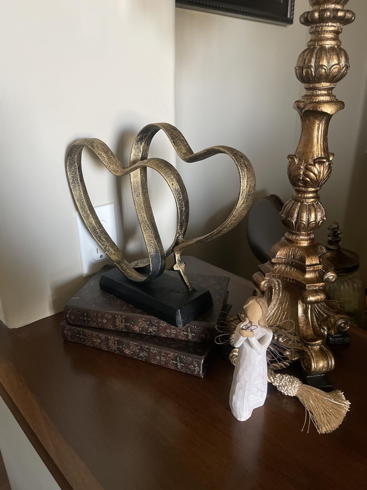 DCAPILLA Wedding Anniversary Couples Gift - Two Hearts and Cross Iron Sculpture, Heart Decoration Gift for Her and Him, 1st to 50th or 60th Anniversary, Includes Present Box and Poem Card customer photo 1