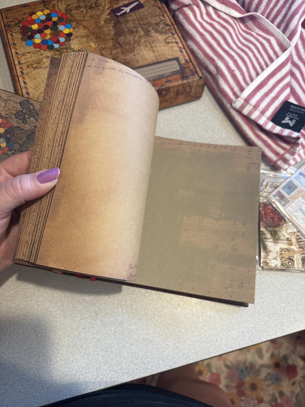 JIMBON Our Adventure Book Scrapbook Photo Album Retro Style Embossed Letter Cover Travel Diary Journal Scrap Book Kit For Couples,Memory Book For Anniversary Wedding customer photo 2