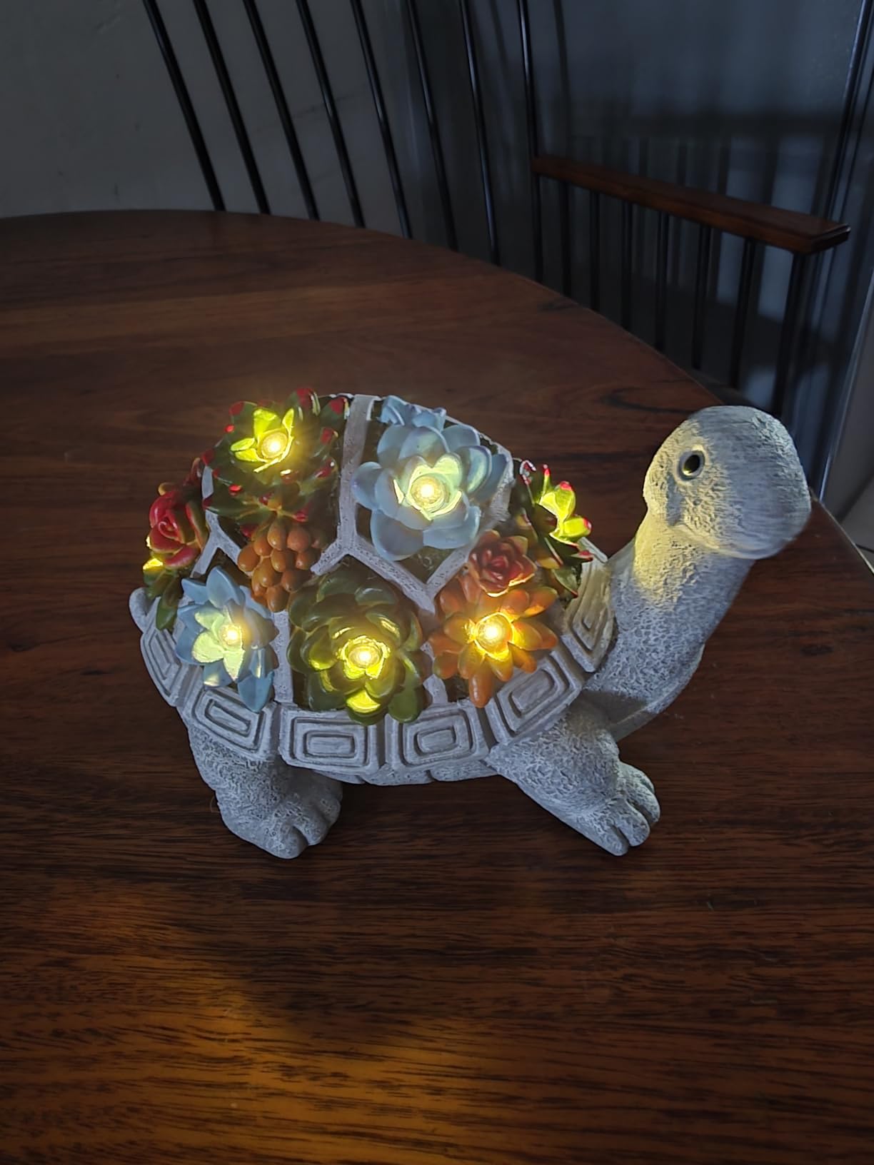 Nacome Solar Garden Outdoor Statues Turtle with Succulent | 7 LED Lights, Lawn Decor Statue for Patio, Balcony, Yard Ornament, Gifts for Mom Grandma Women customer photo 1
