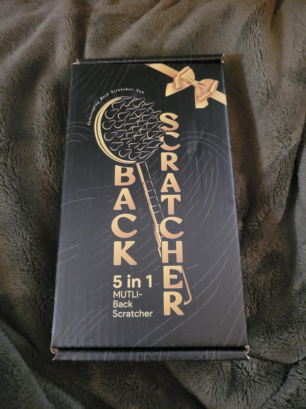 Telescoping Back Scratcher with 5 Detachable Heads, Gift for Men Black | 10-30
