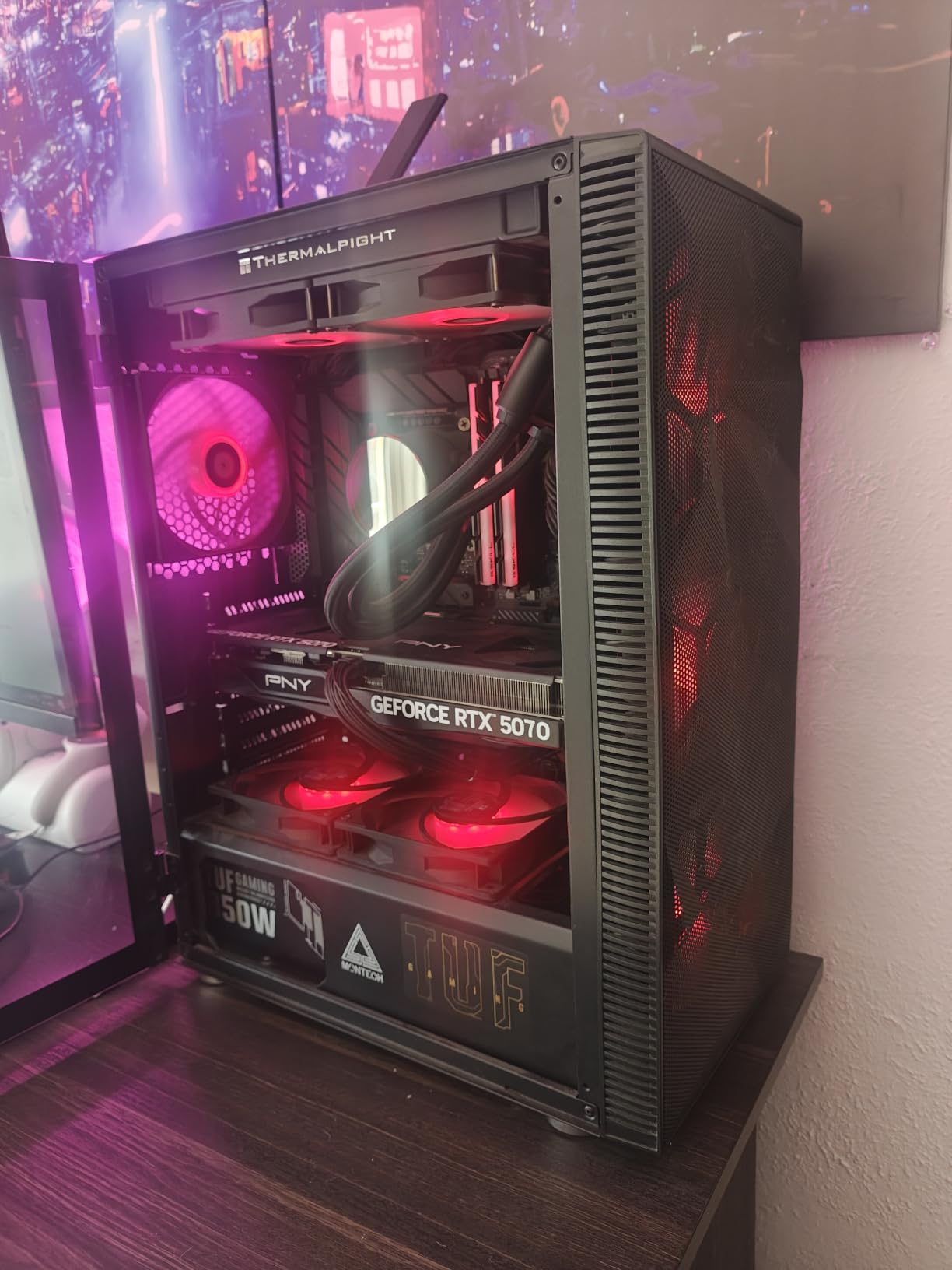 MONTECH X3 Mesh High Airflow ATX Mid-Tower PC Case, 6 Fixed RGB Fans, 305mm GPU Support, 240mm Radiator, Swivel Tempered Glass, Black customer photo 1