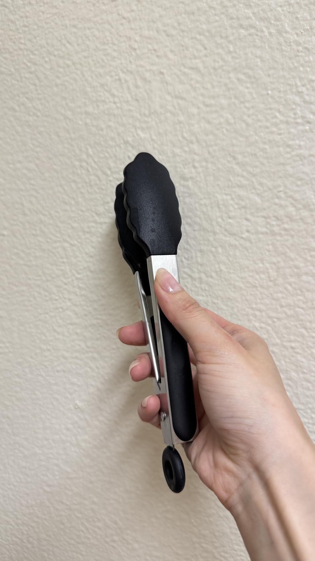 HINMAY Small Silicone Tongs 7-Inch Mini Serving Tongs, Set of 3 (Black Gray White) customer photo 1