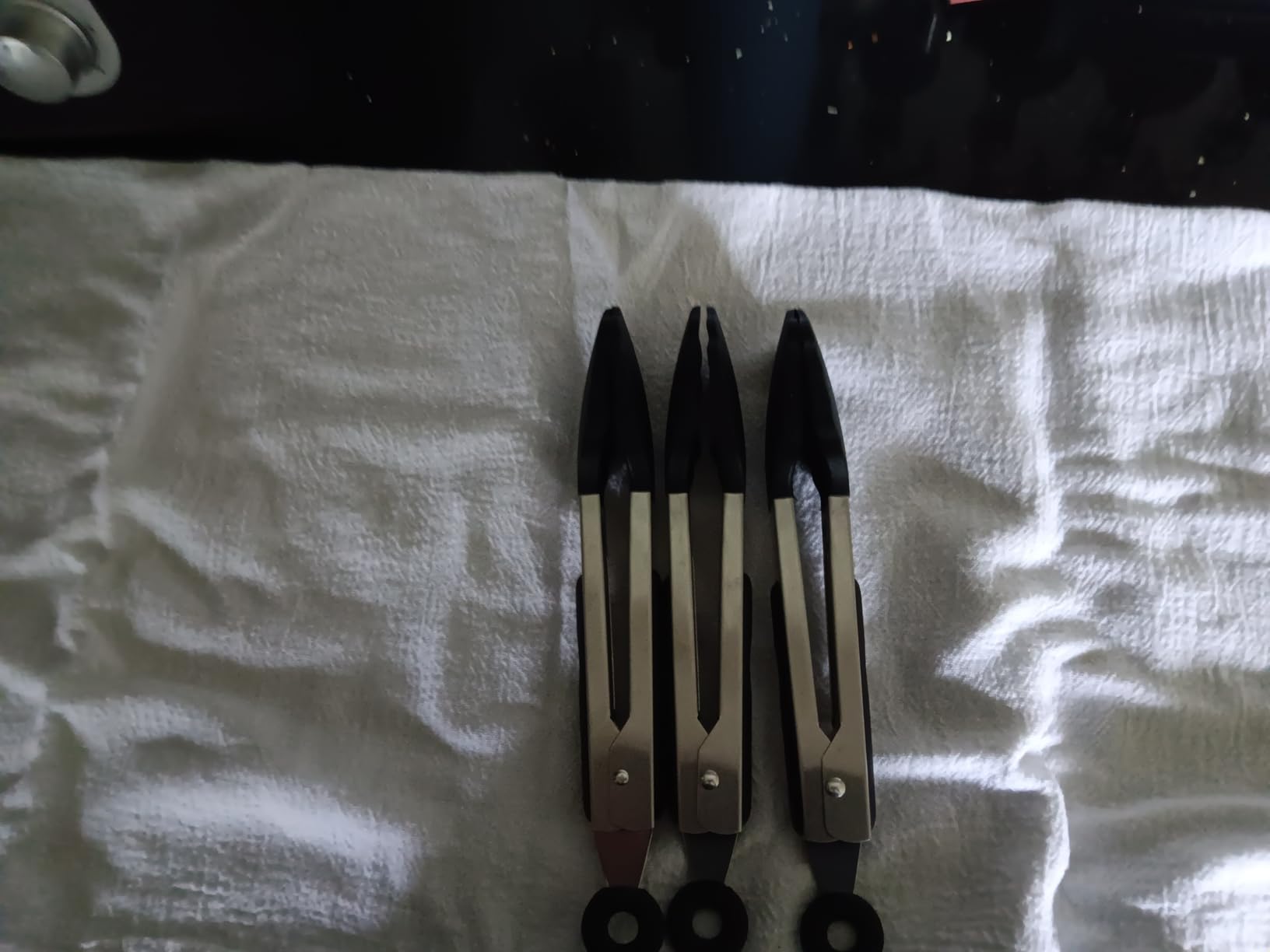 HINMAY Small Silicone Tongs 7-Inch Mini Serving Tongs, Set of 3 (Black Gray White) customer photo 2