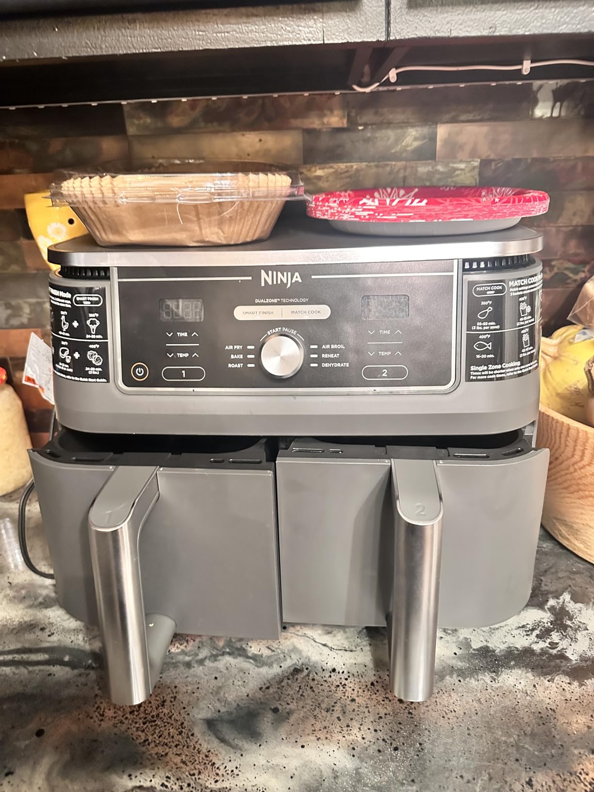 Ninja DZ401 Foodi 10 Quart 6-in-1 DualZone XL 2-Basket Air Fryer with 2 Independent Frying Baskets, Match Cook & Smart Finish to Roast, Broil, Dehydrate for Quick, Easy Family-Sized Meals, Grey customer photo 1