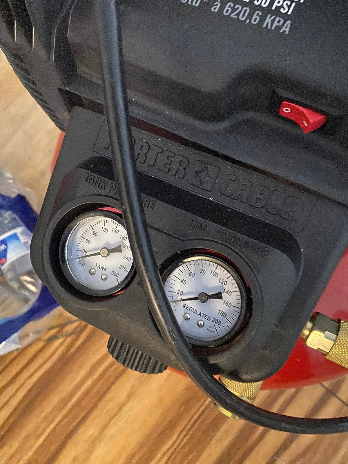 PORTER-CABLE Portable Pancake Air Compressor, 6 Gallon, 150 Max PSI | Oil-Free Maintenance-Free Pump, Wood Working, Roofing, Home, Jobsite, 2.6 CFM @ 90 PSI customer photo 1