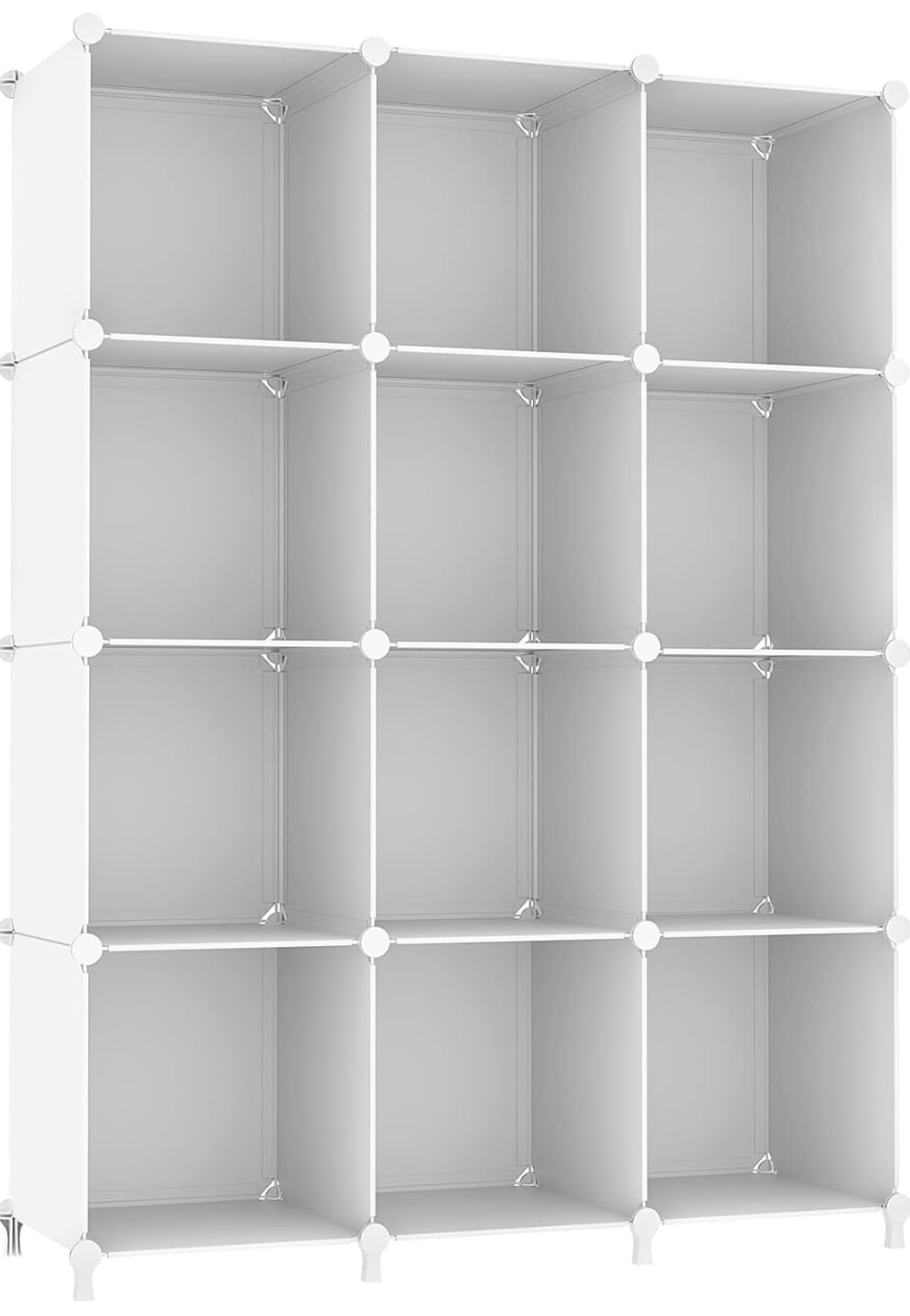 AWTATOS Cube Storage Organizer Storage 12 Cube Bookshelf DIY Plastic Closet Clothes Storage Shelves with Wooden Mallet, Stackable Storage Solution for Home, Bedroom, White customer photo 1