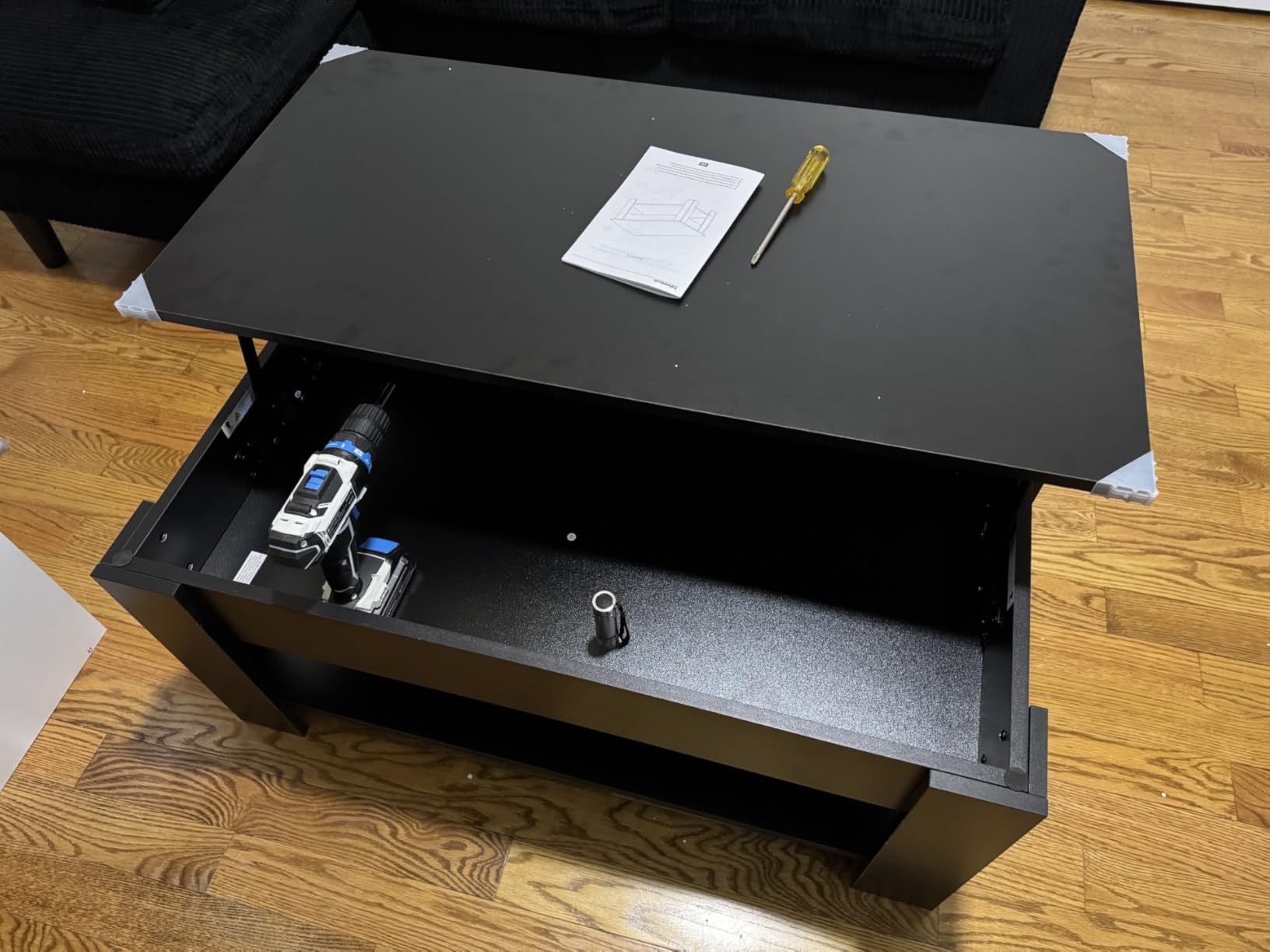 Yaheetech Black Lift Top Coffee Table with Storage for Living Room, 38.6