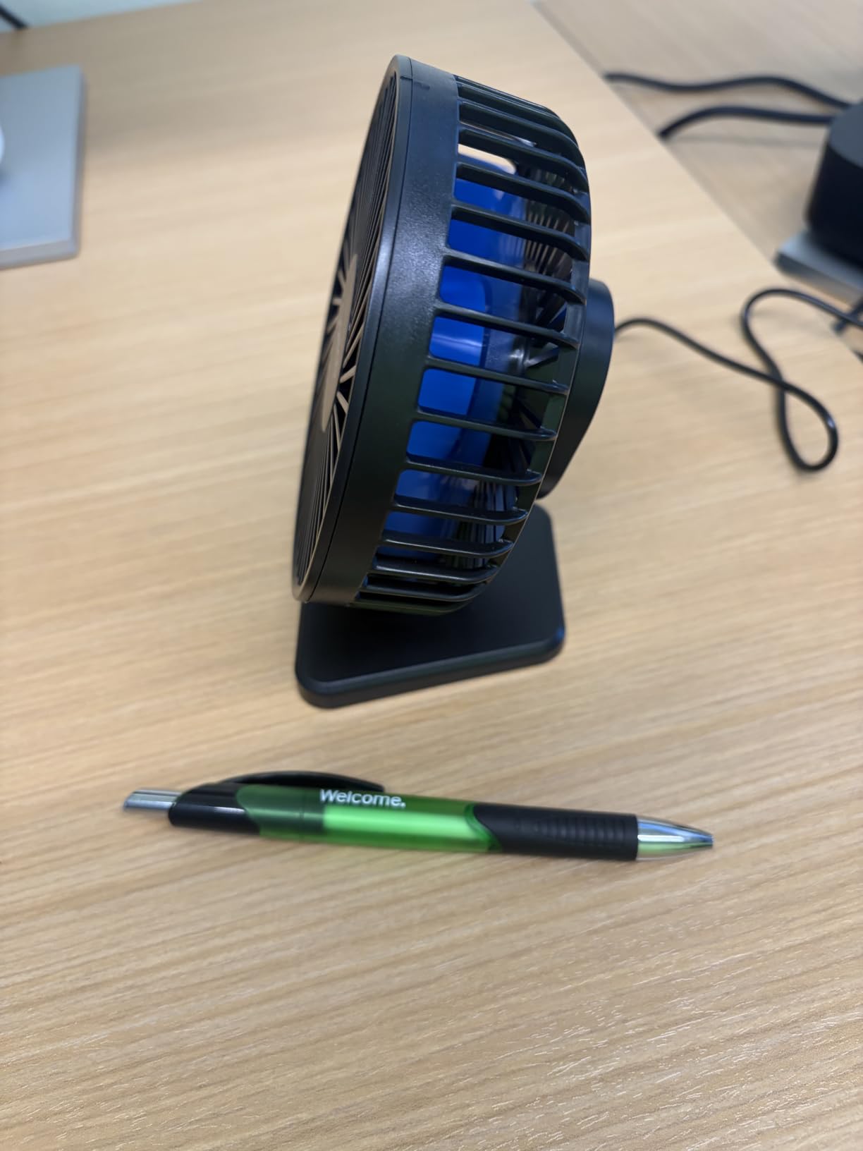 Gaiatop USB Desk Fan, Personal Portable Quiet Small Table Desktop fan | Powerful Mini 3 Speeds, Adjustable Head, for Cooling Home Office Car Summer Travel Gifts Blue customer photo 1