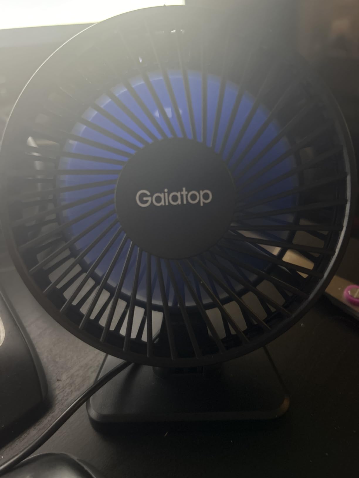 Gaiatop USB Desk Fan, Personal Portable Quiet Small Table Desktop fan | Powerful Mini 3 Speeds, Adjustable Head, for Cooling Home Office Car Summer Travel Gifts Blue customer photo 2