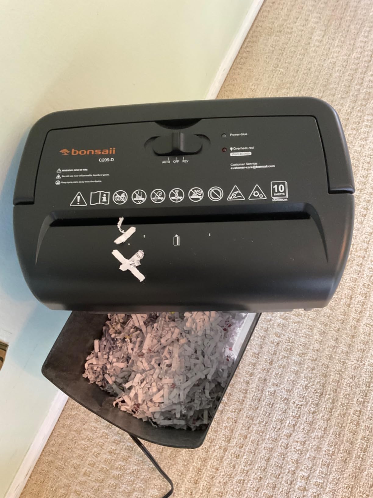 Bonsaii 10-Sheet Heavy Duty Cross Cut Paper Shredder for Home Office | 5.5-Gal Bin with Transparent Window, Shreds Credit Cards, Staples & Paper Clips, Suitable for Home Office Use, C209-D customer photo 2