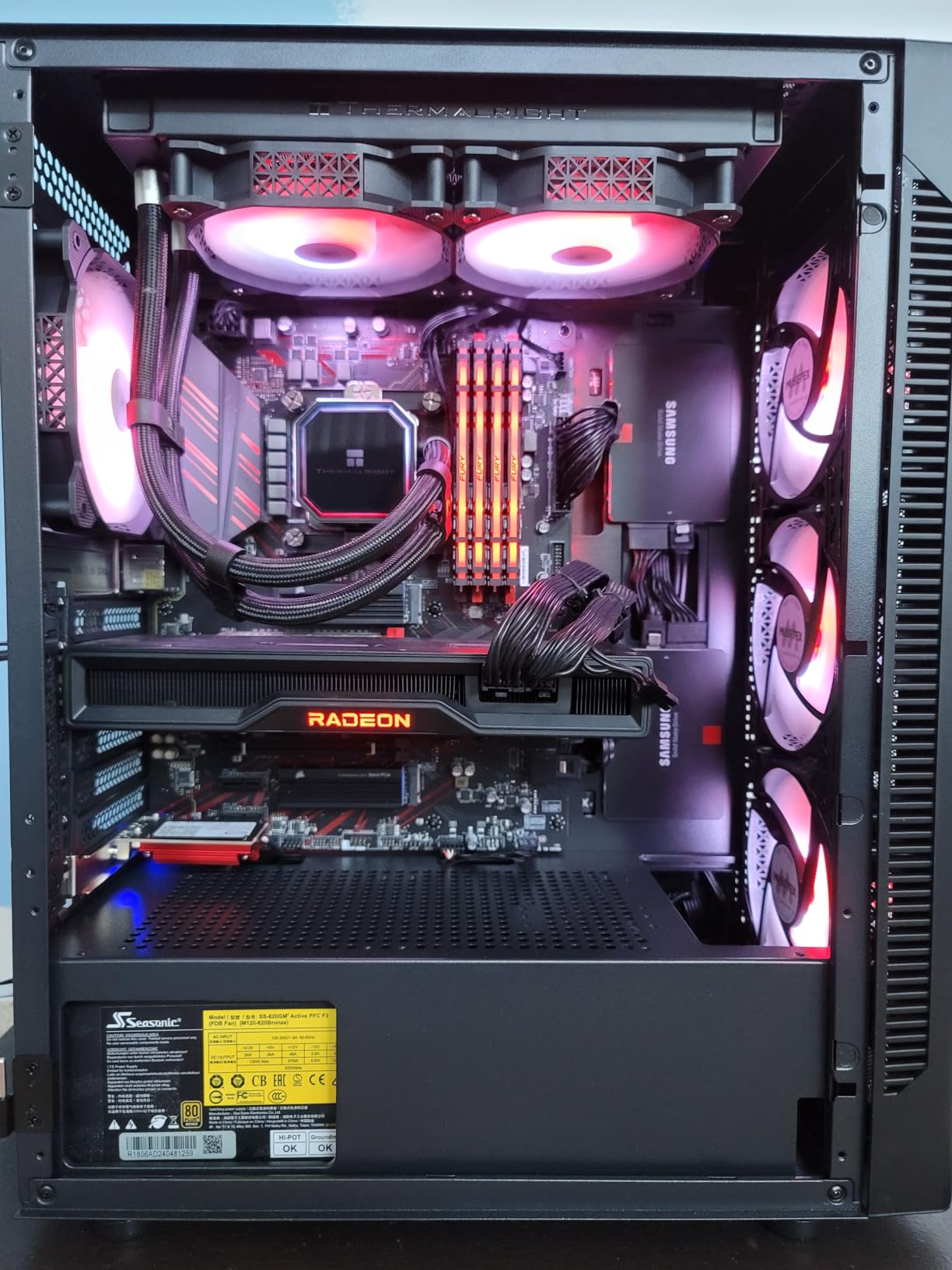 MUSETEX ATX PC Case Pre-Install 6 PWM ARGB Fans, Polygonal Mesh Computer Gaming Case, Opening Tempered Glass Side Panel Mid-Tower Case, USB 3.0 x 2, Black, NN8 customer photo 1