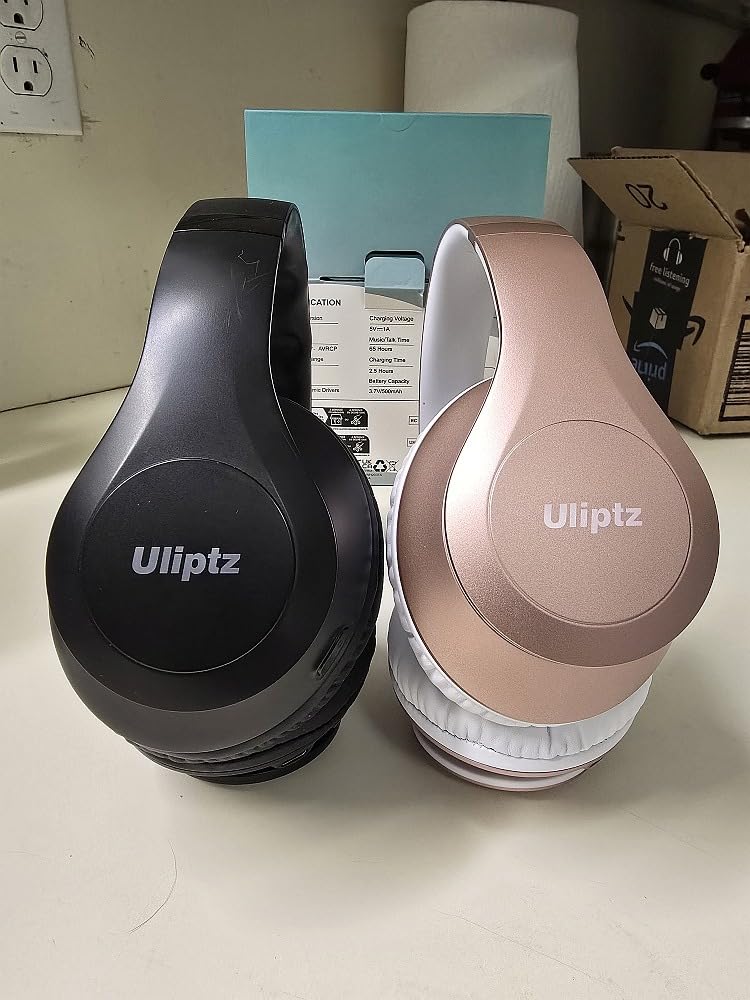Uliptz Wireless Bluetooth Headphones, 65H Playtime, 6 EQ Sound Modes, HiFi Stereo Over Ear Headphones with Microphone, Foldable Lightweight Bluetooth 6.0 Headset for Travel/Office/Cellphone/PC customer photo 1