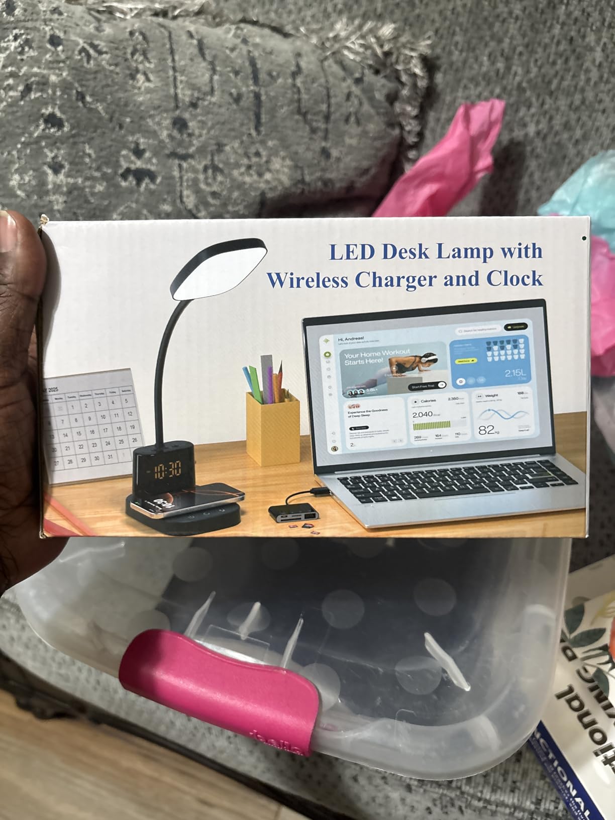 Desk Lamp, LED Desk Lamps for Home Office, Wireless Charger Small Desk Lamp with Pen Holder, 3 Color Modes, Dimmable, CRI 85, 800LM, Study Lamps for College Dorm Room, Adapter Included, Black customer photo 1