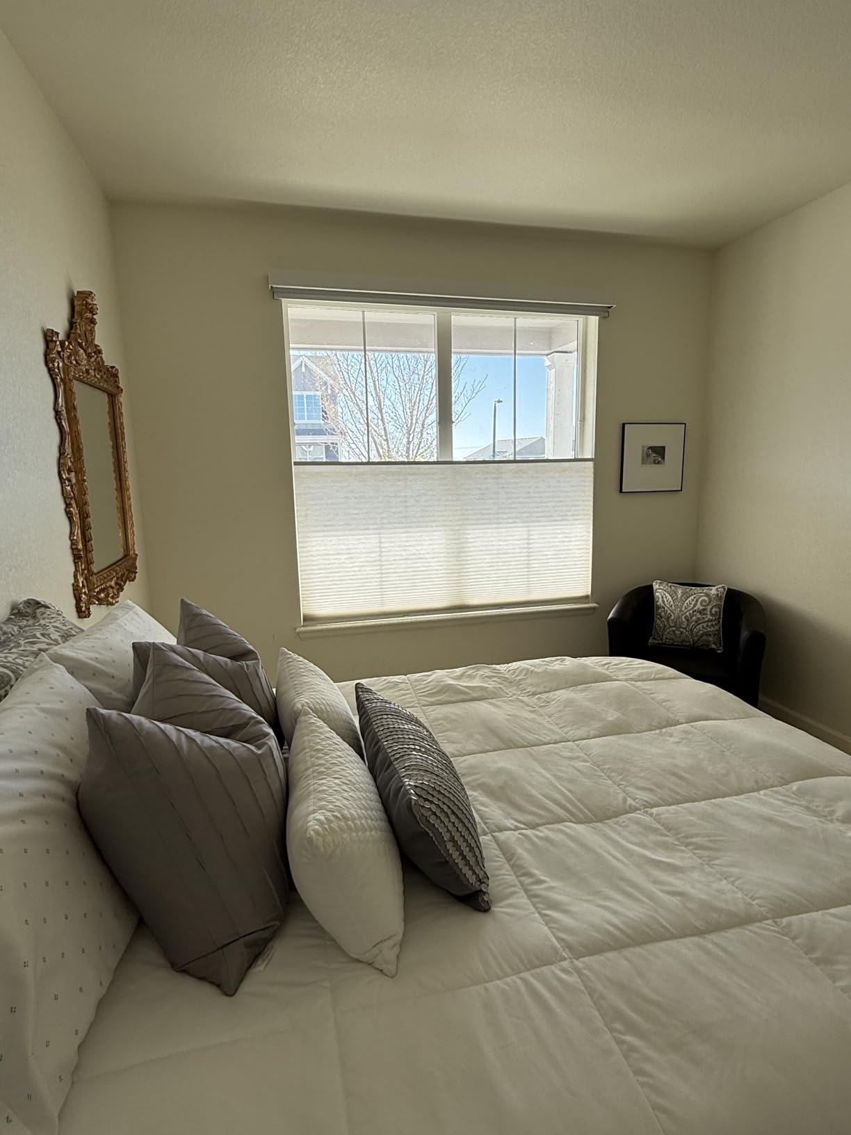 Motorized Roller Shades, 100% Blackout, Gentle White | Automatic Blinds for Indoor Windows, Works with Alexa Google Apple Home, Remote & App Control, Solar/USB Charging, Custom Size customer photo 2