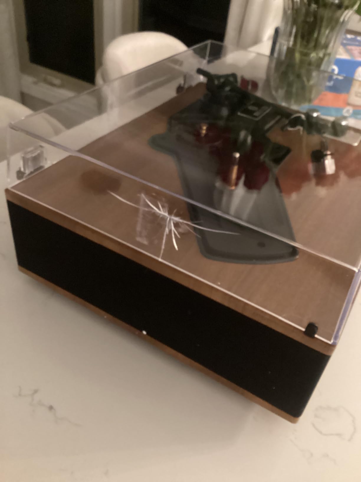 ANGELS HORN Vinyl Record Player, Bluetooth Turntable with Built in Speakers Phono Preamp, High Fidelity Turntables for Vinyl Records with Magnetic Cartridge AT-3600L, Belt Drive 2-Speed customer photo 1