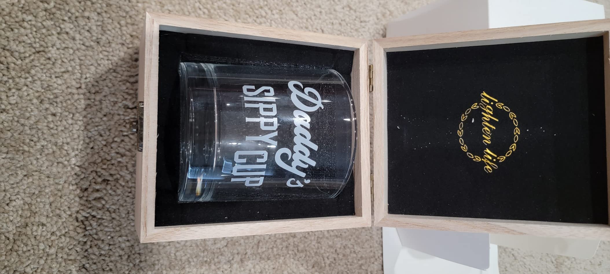 LIGHTEN LIFE Daddy's Sippy Cup Whiskey Glass 12 oz, Unique Dad Gift in Valued Wooden Box, Funny Gag Gift for New Dad, Father, Husband from Kids Wife for Father's Day, Birthday, Christmas customer photo 1