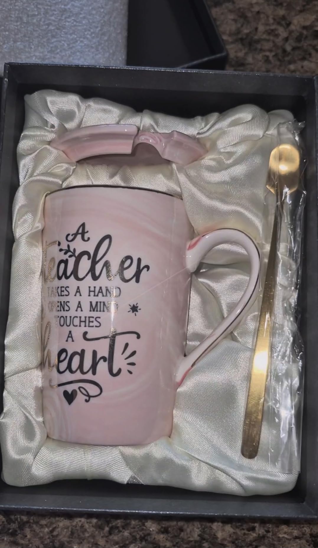 Unique Teacher Appreciation Gifts for Women, Best Teachers Mug for Teachers | 14oz Pink Marble Ceramic Gold Print Teacher Cup, End of Year Birthday Retirement Graduation from Student, Nice Gift Boxed customer photo 2