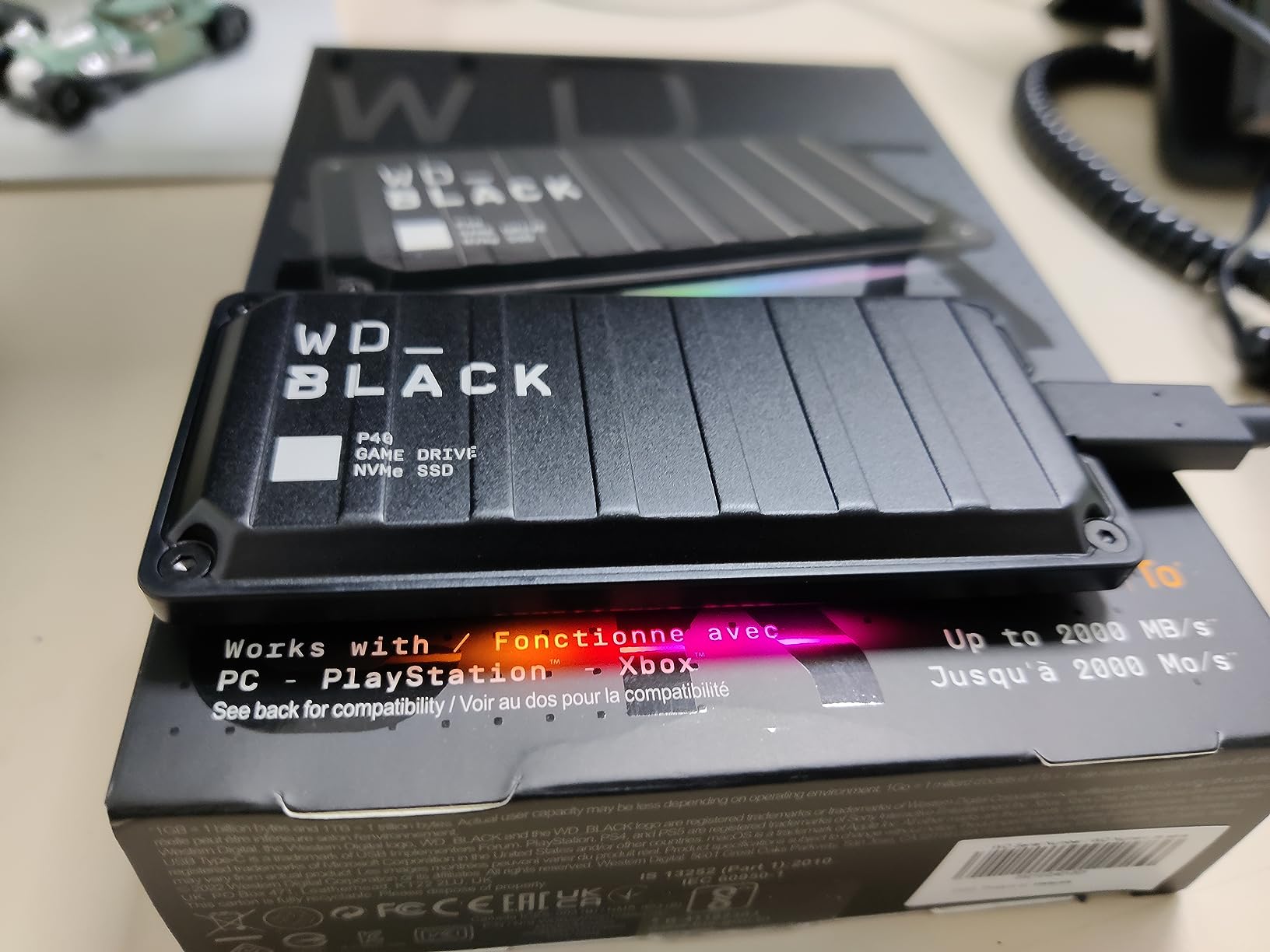 Western Digital 1TB P40 Game Drive SSD - Up to 2,000MB/s, RGB Lighting, Portable External Solid State Drive, Compatible with Playstation, Xbox, PC, & Mac customer photo 1