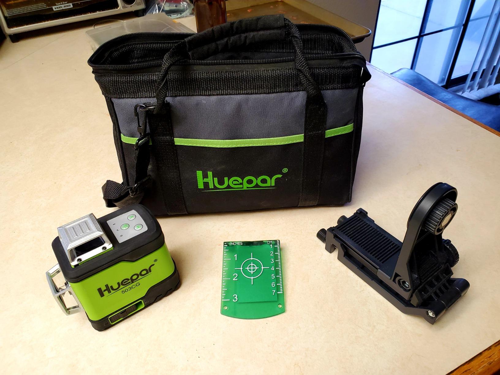 Huepar Laser Level 360 Self Leveling, Rechargeable Green Laser 3x360° Cross Line Lazer Leveler 3D Level Laser Tool for Construction and Picture Hanging, Strong Magnetic Bracket&Hard Carry Case -HM03CG customer photo 2