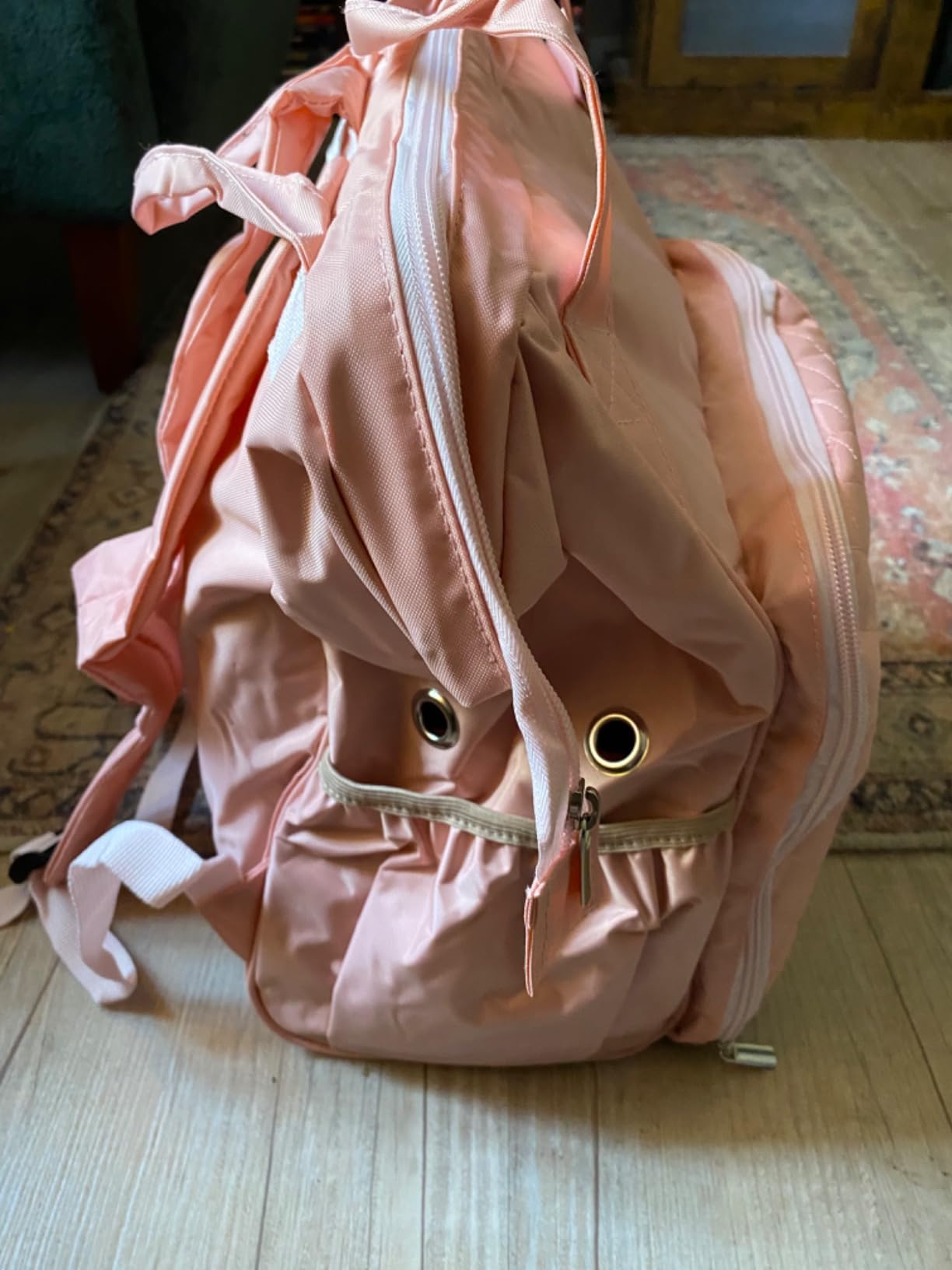 HOMEST Knitting Bag Backpack, Crochet Storage Organizer, Large Yarn Holder with Custom Front Pocket for Crochet Accessories and Supplies, Pink | Large capacity for projects, hooks, needles and supplies with roomy pockets, easy access and sturdy handles, Pink customer photo 2