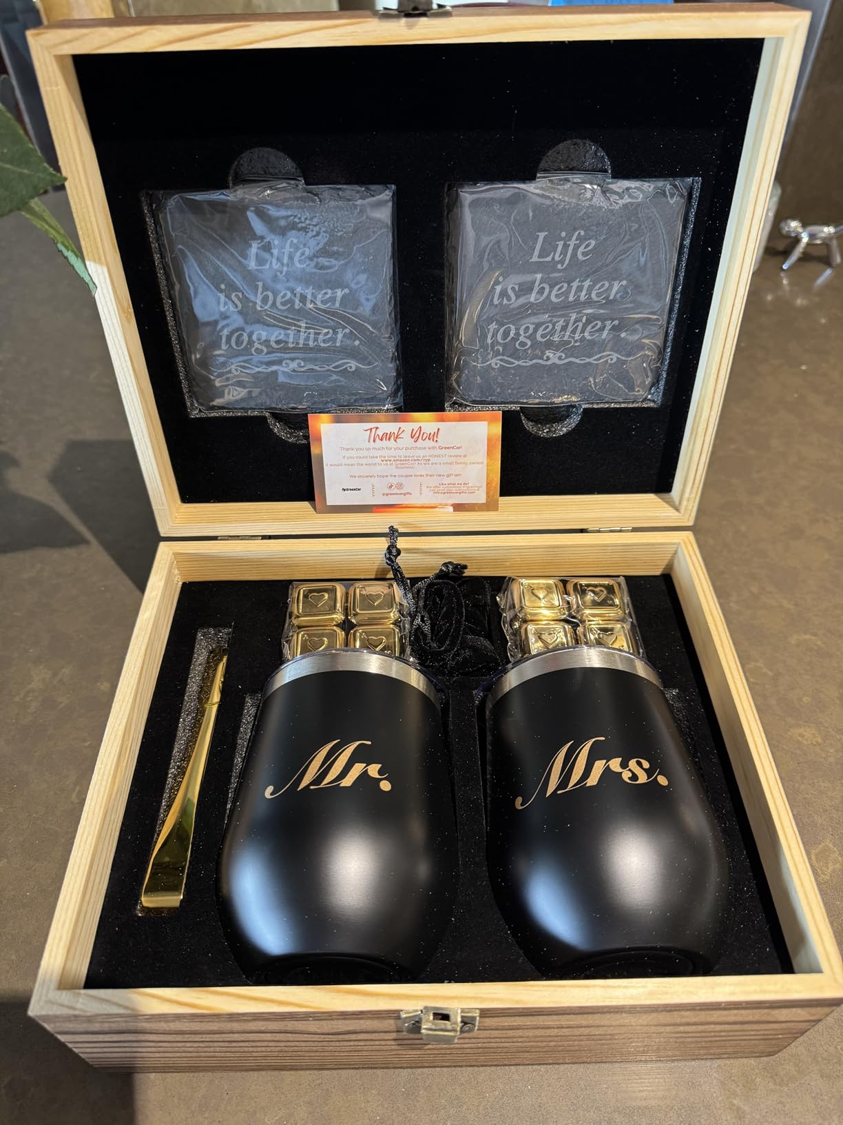 Unique Engagement for Couples - Engagement Wine Tumbler Gift Set - 'To The Beautiful Couple', Bridal Shower Set for Her - Wedding Set for Couple - Mr and Mrs Tumbler Set customer photo 2