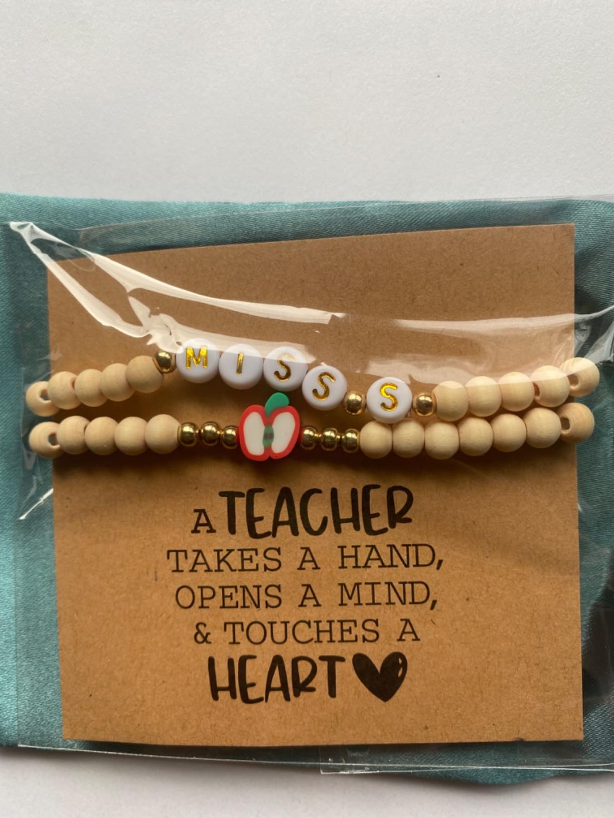 Personalized Teacher Bracelet for Women, 2 Pcs Initial Mrs Miss Ms Teacher Appreciation Gifts With Card From Student Friends, Thank You TEACH Gift for Women customer photo 1