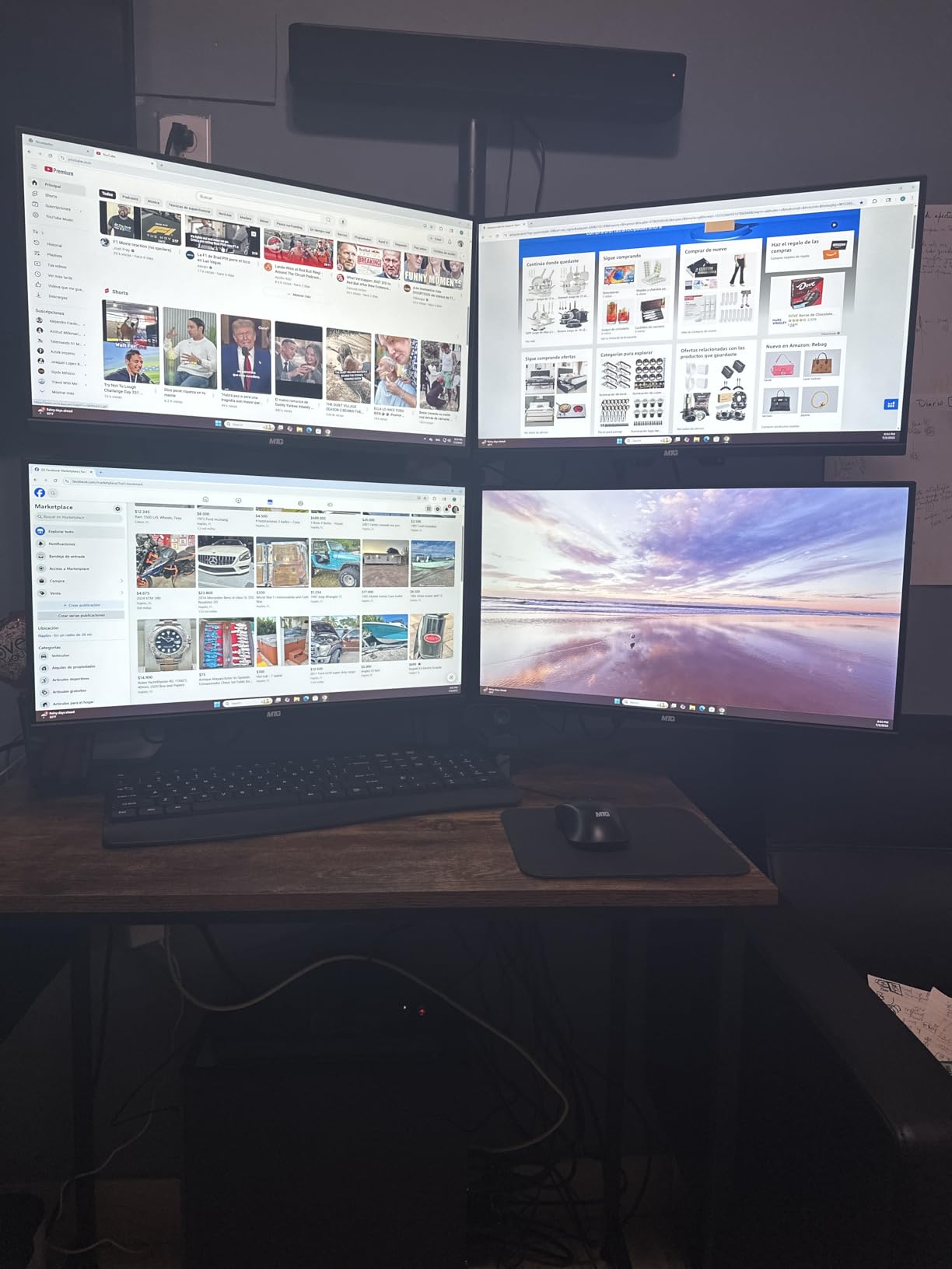 TechMagnet Trading Desktop PC, i5-9, 16GB RAM, 512GB SSD + 4TB HDD, Win 11 | Computer Bundle with 4 x 27 Inch Monitors, MTG KBM, Dual Network Cards for Trading Platform Support (Renewed) customer photo 1