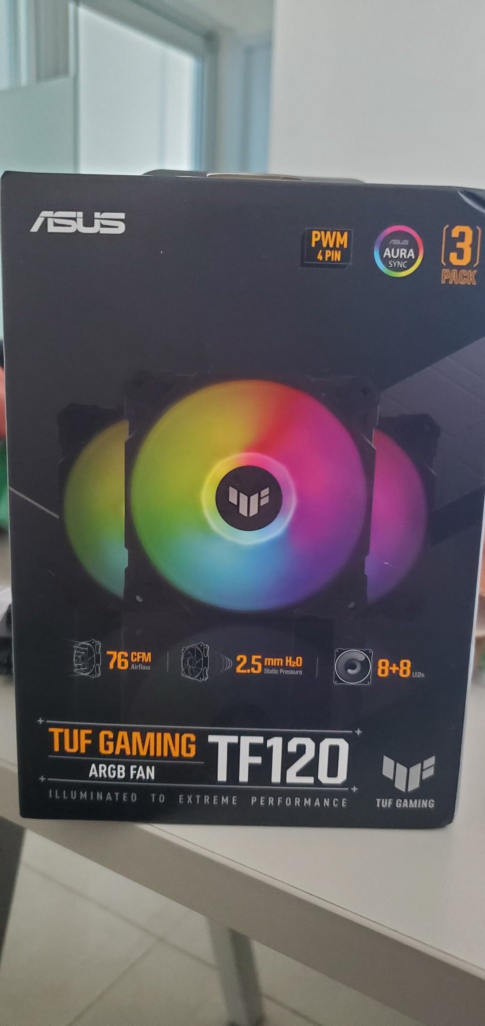 ASUS TUF Gaming TF120 ARGB Chassis Fan 3-Pack - Customizable LEDs, Fluid Dynamic Bearing, 120mm PWM customer photo 2
