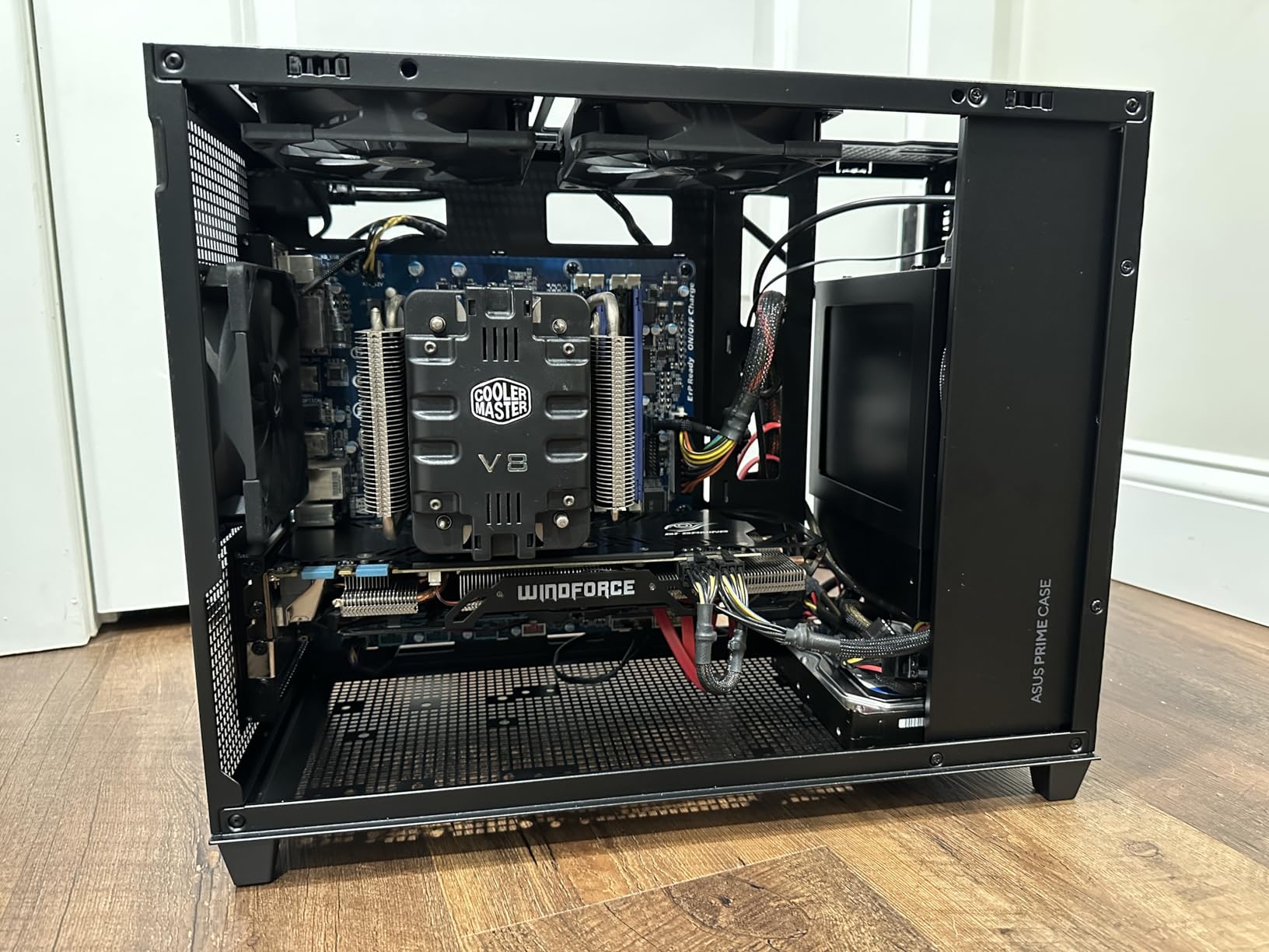 ASUS Prime AP201 Micro ATX PC Case, SFF Ready Compact Design, Pre-Installed Fan, Mesh Panel, Tool-Free Side Panels, Support 360mm Radiator, GPU Support up to 338mm, ATX PSU Compatible, 2 year warranty customer photo 1