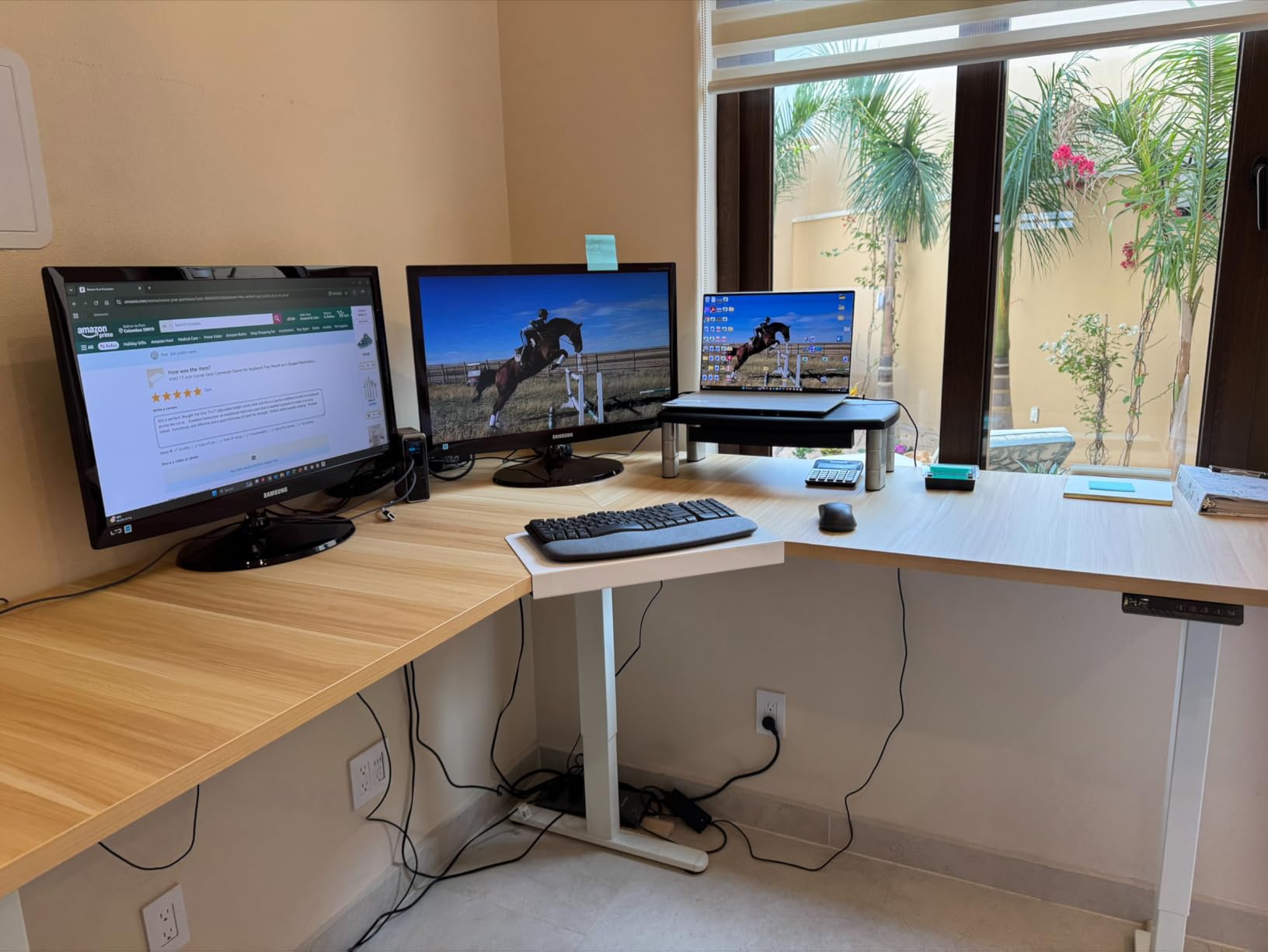 VIVO Electric Height Adjustable 71 x 71 inch Curved Corner Stand Up Desk, Black Table Top, Black Frame, Memory Controller, L-Shaped Workstation, E3C Series, DESK-KIT-E3CB2 customer photo 2