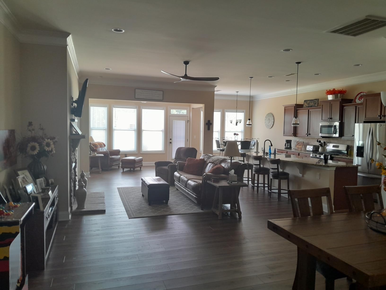 60 Inch Ceiling Fan Without Light, Wood Indoor Outdoor Ceiling Fans No Light for Patios Living Room Bedroom Porch Big Ceiling Fan for Flat Sloped Ceiling (Walnut) customer photo 1