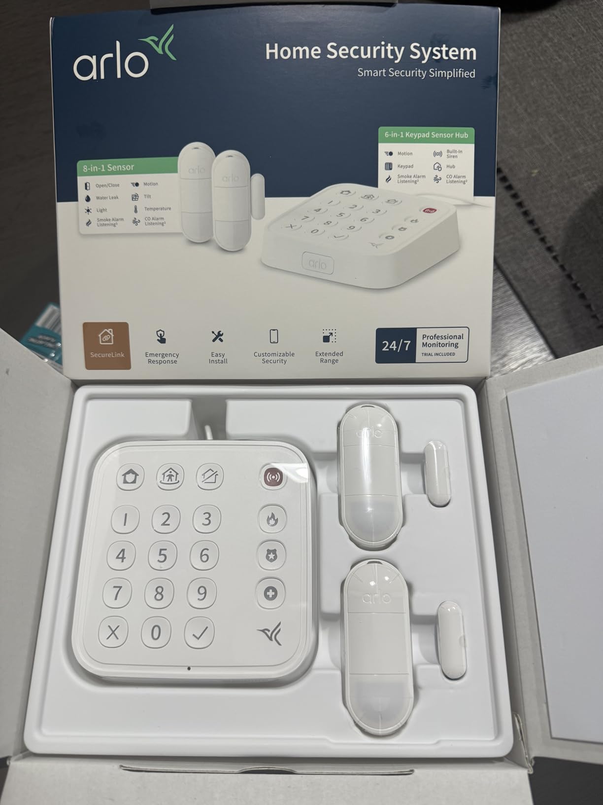 Arlo Home Security System - Wired Keypad Sensor Hub, (2) 8-in-1 Sensors, 24/7 Professional Monitoring - No Contract Required, DIY Installation, Alarm System for Home Security - SS1201, White customer photo 1
